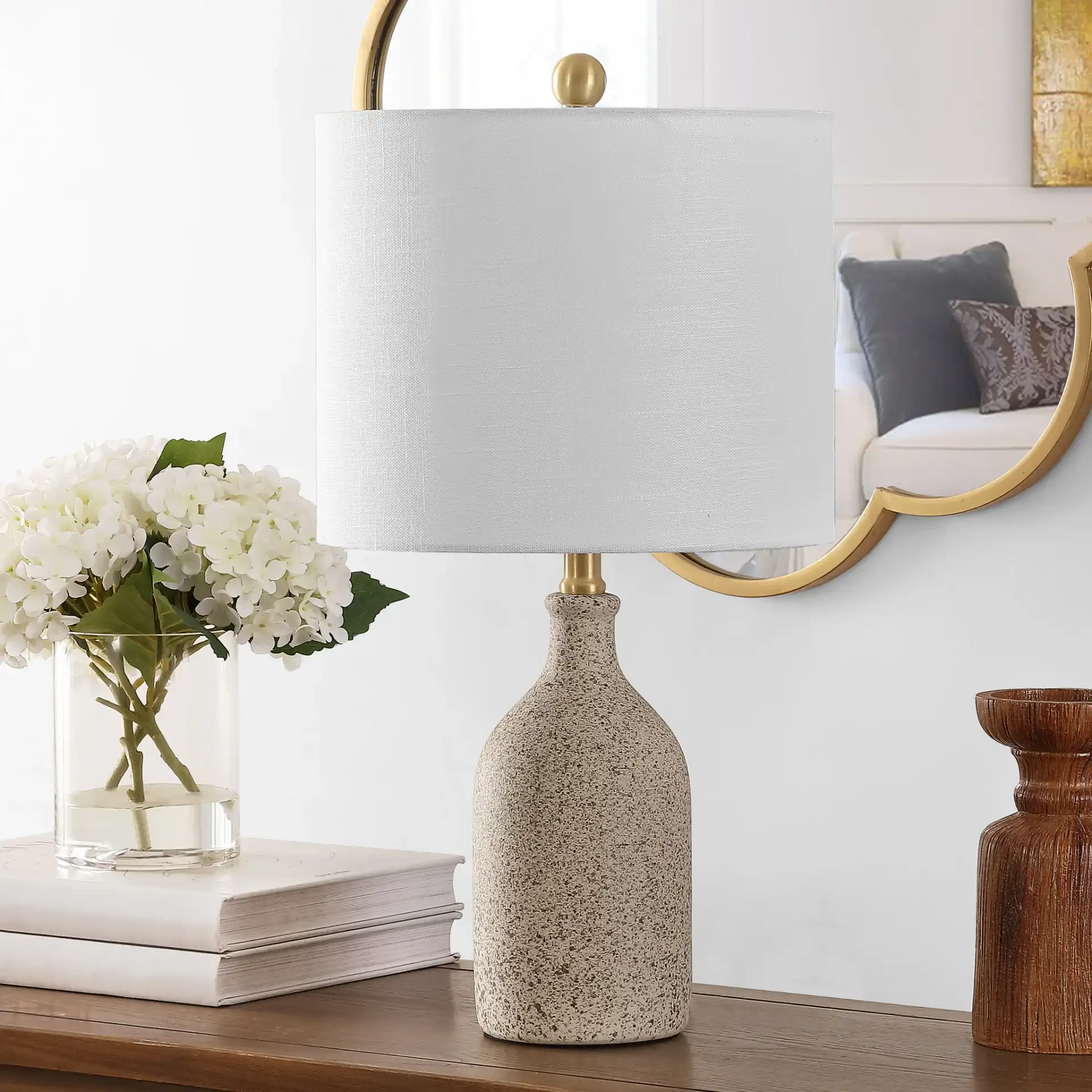 Gunnar Table Lamp in Gray in a styled room