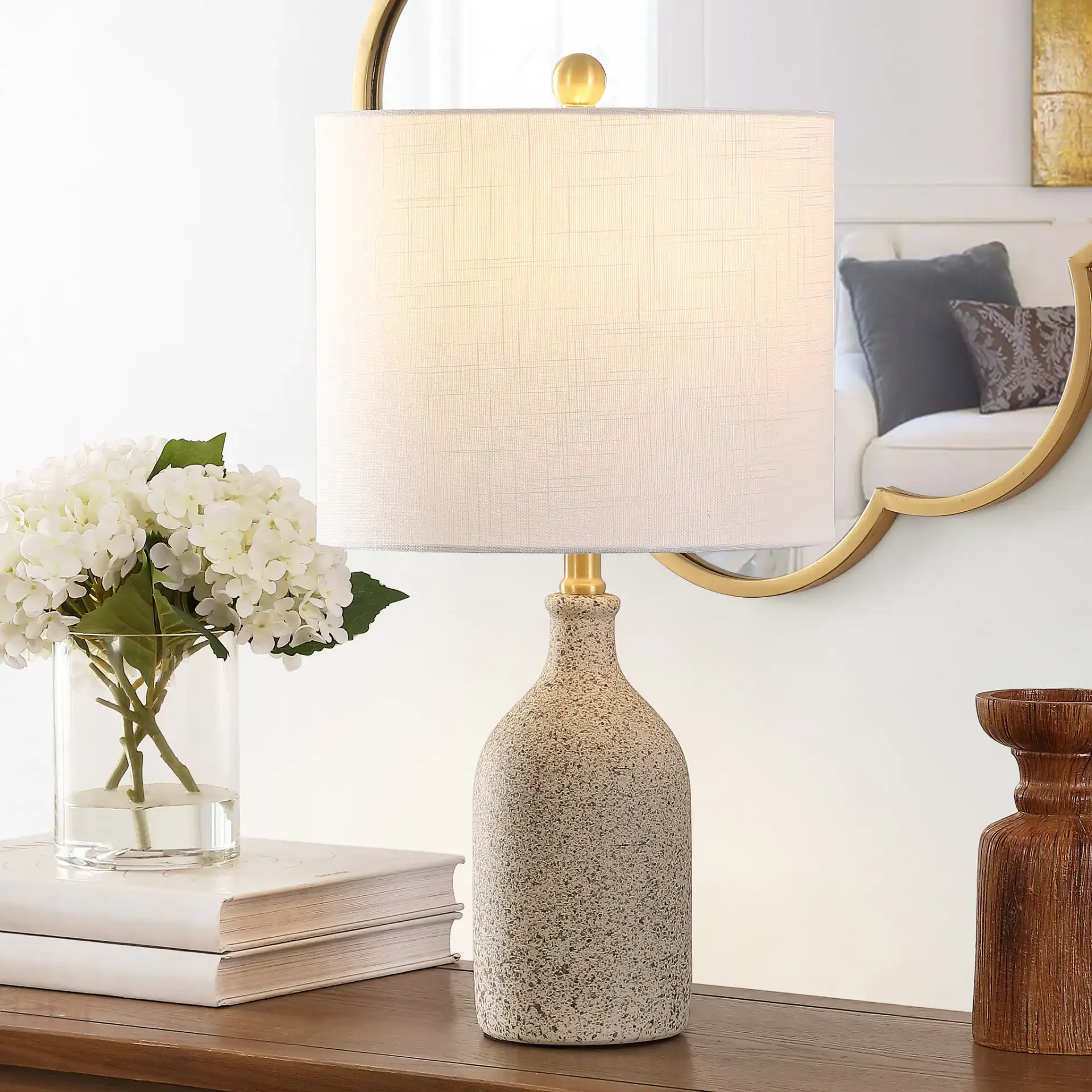 Gunnar Table Lamp in Gray in a styled room