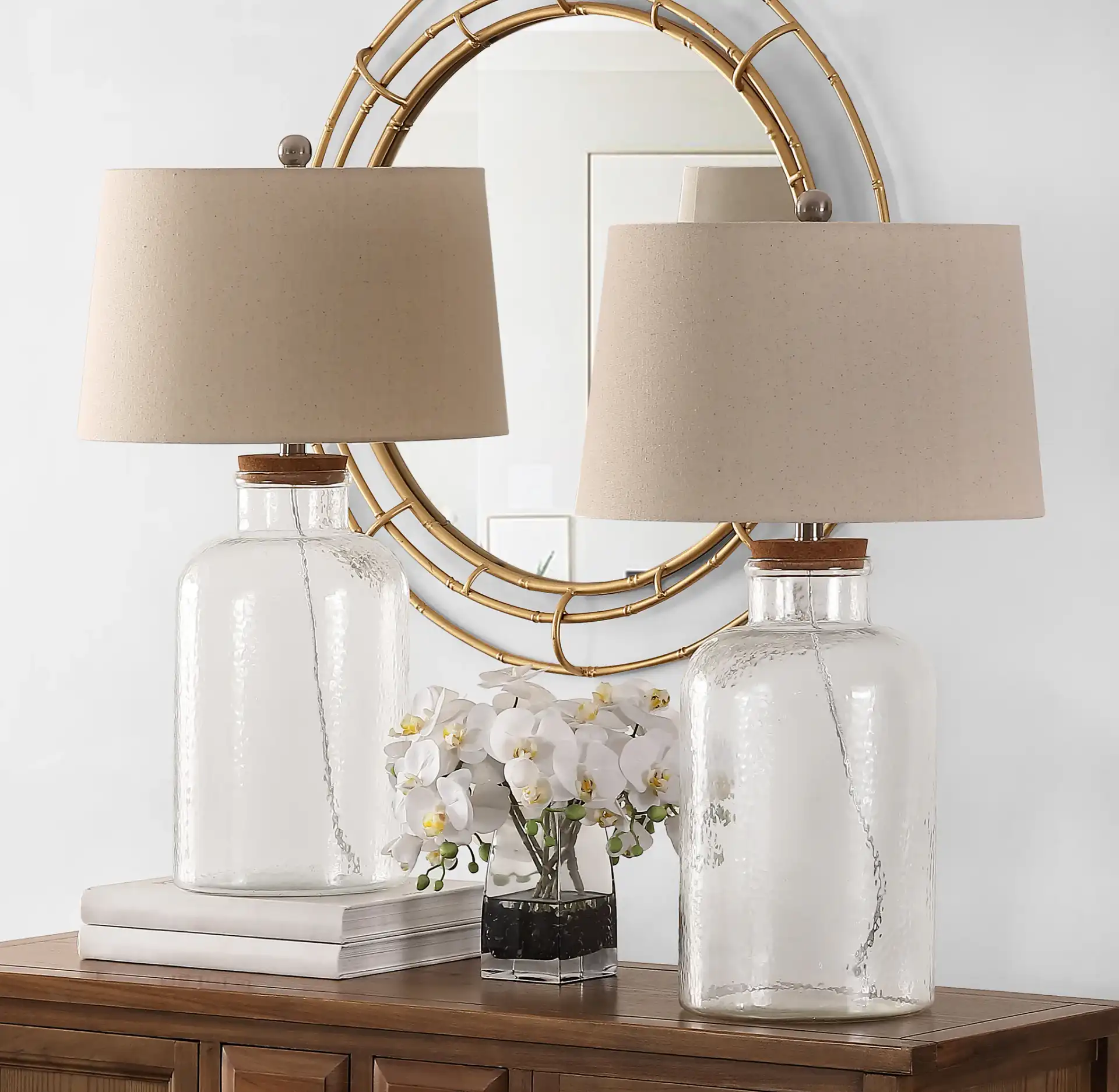 Caden Table Lamp (Set Of 2) in Clear in a styled room