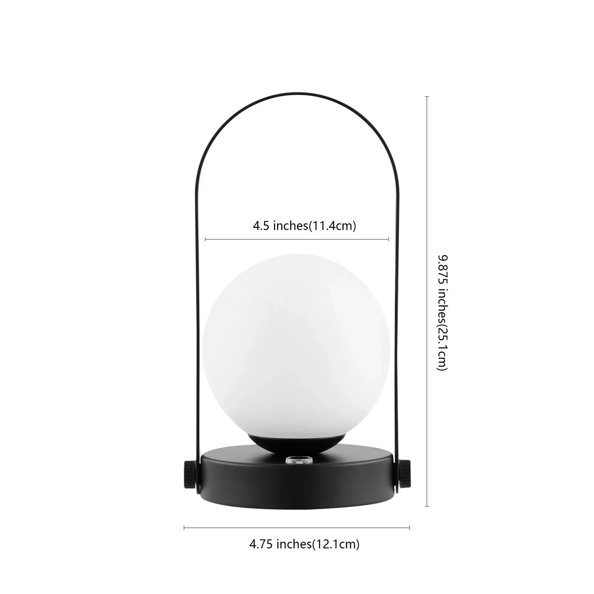 Meira Rechargeable Led Table Lamp in Black, detail view