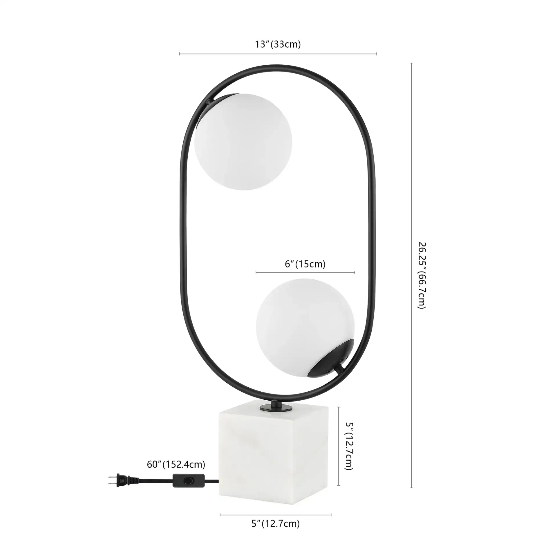 Imrie Table Lamp in White / Black, detail view