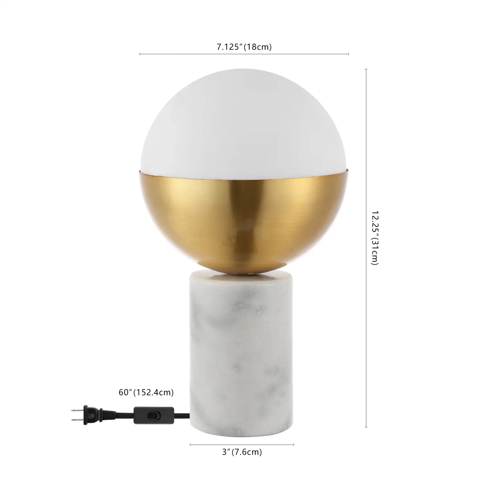 Evolet Table Lamp in Gold / White, detail view