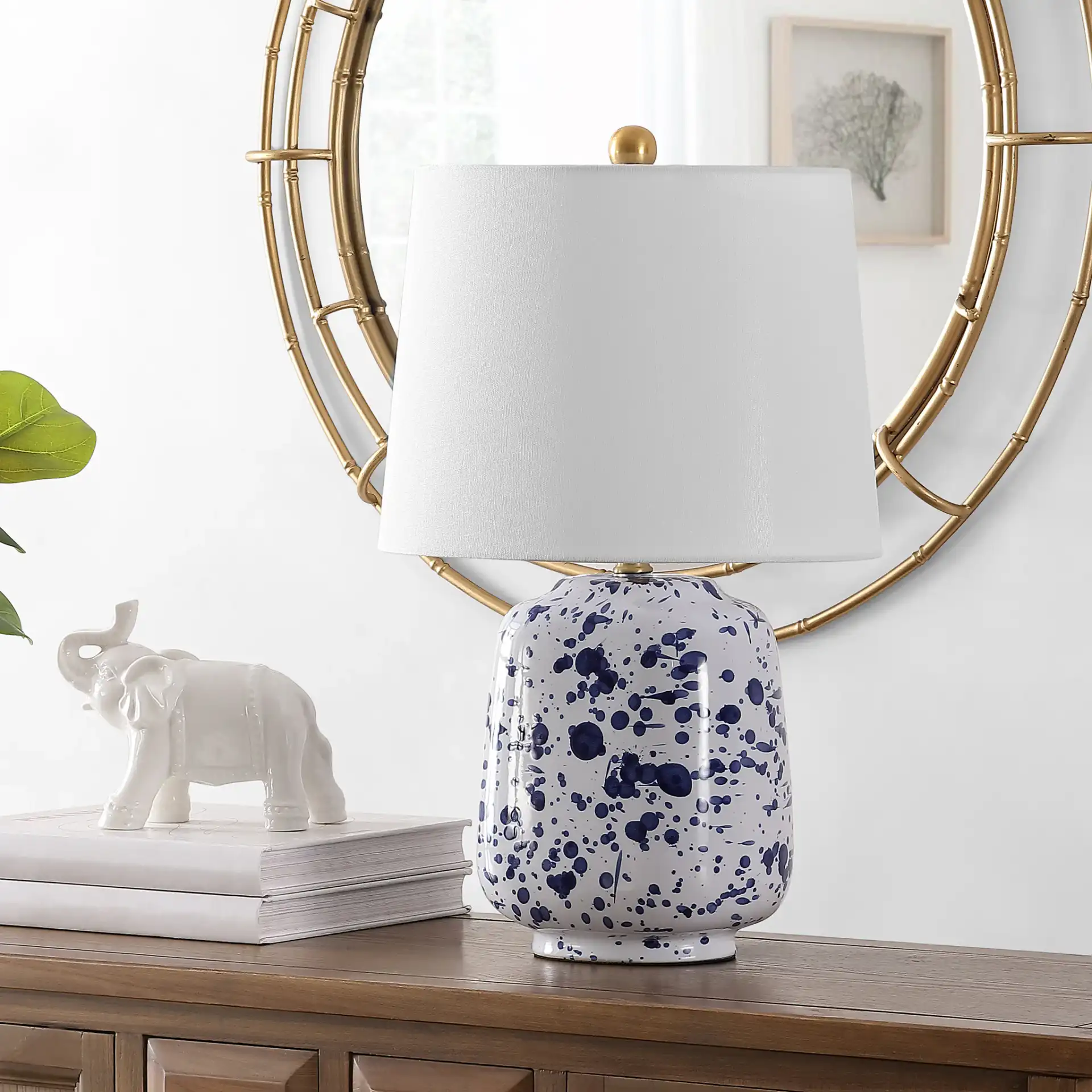Greyon Table Lamp in Navy Blue in a styled room