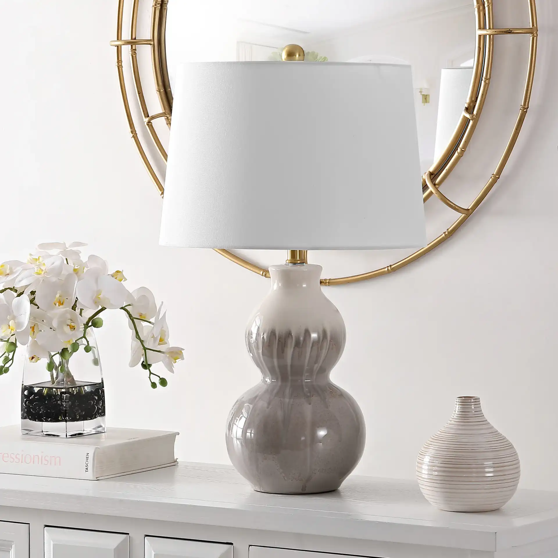 Kenzo Table Lamp in Ivory / Gray in a styled room