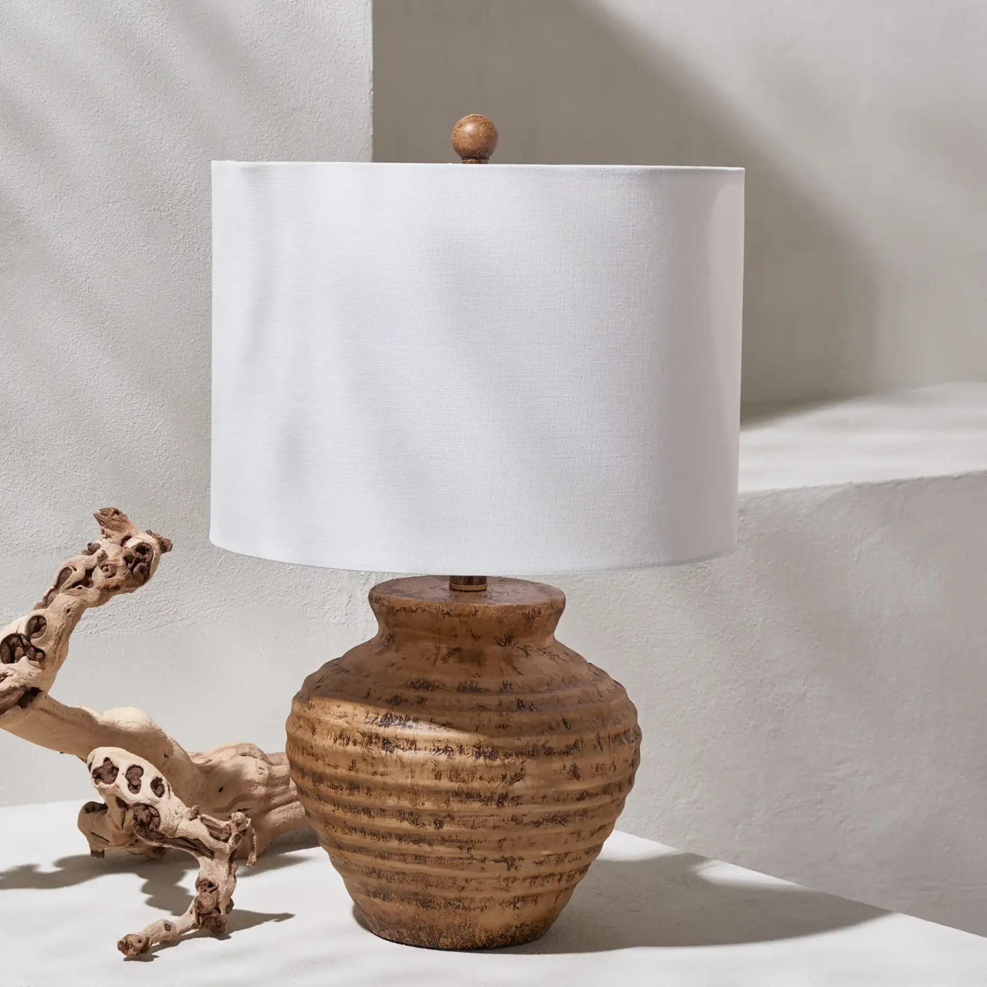 Kamryn Table Lamp in Brown in a styled room