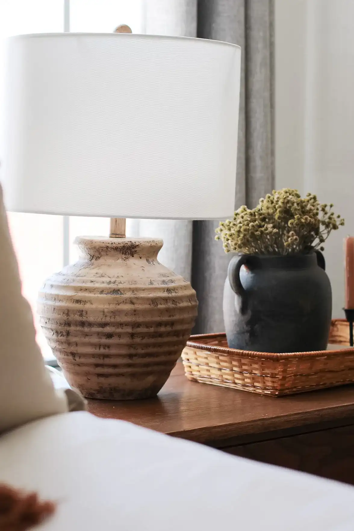 Kamryn Table Lamp in Brown in a styled room