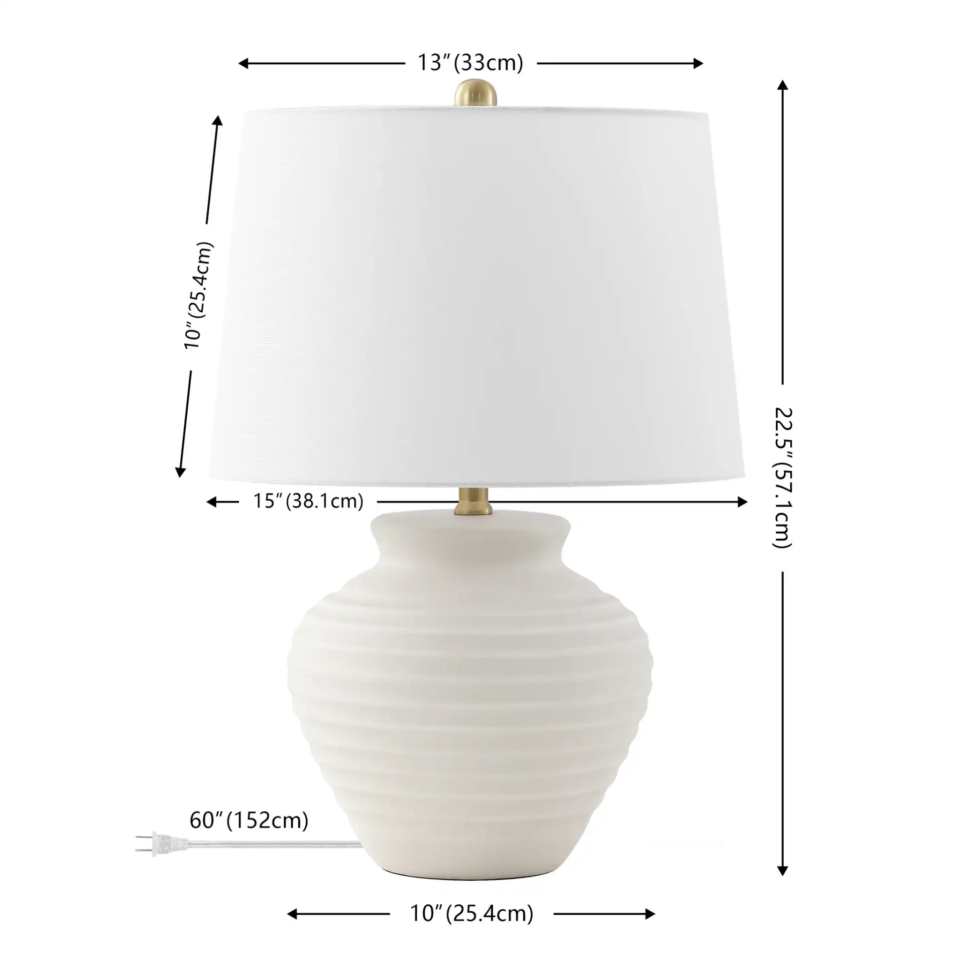 Ledger Table Lamp in Bone, detail view