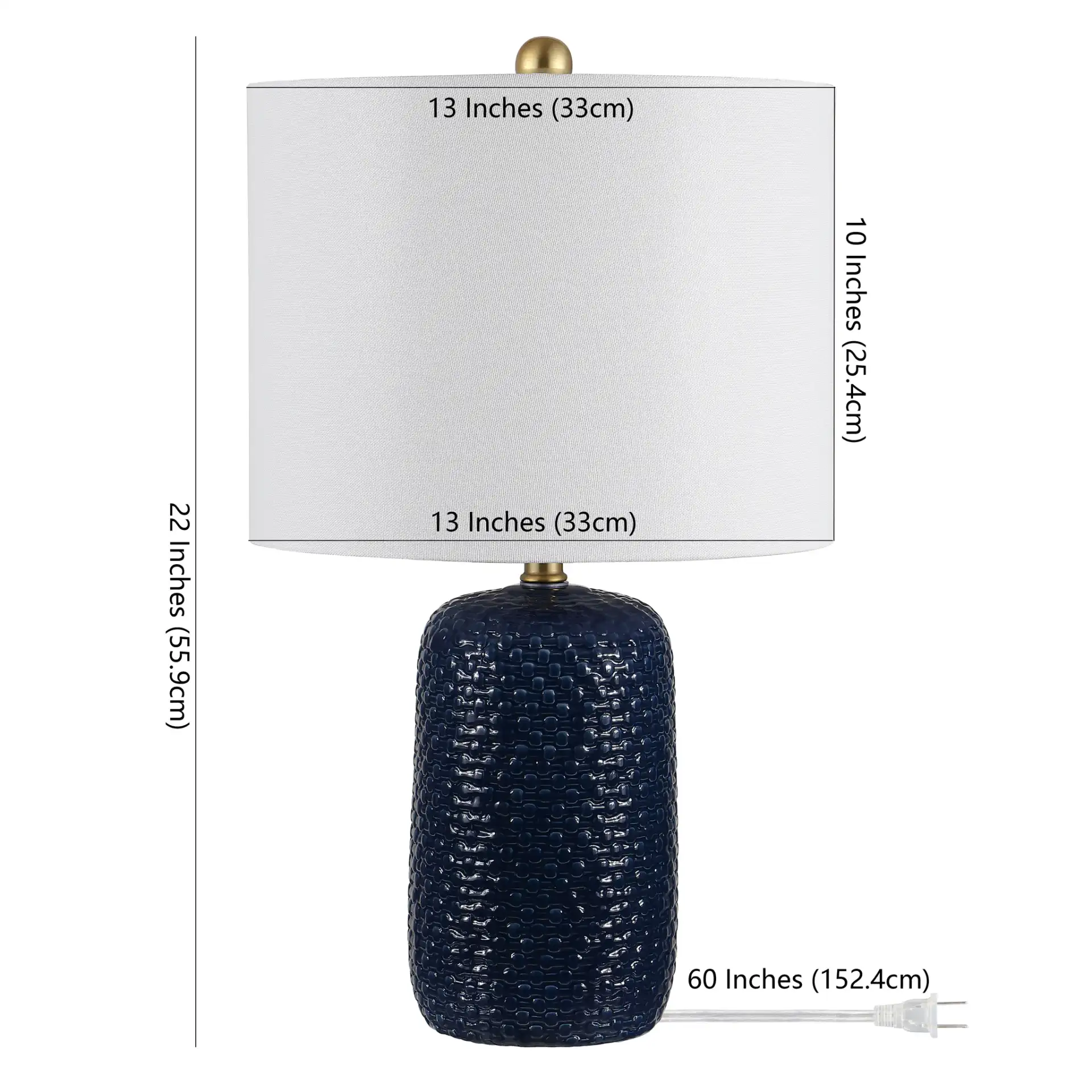 Huxley Table Lamp (Set Of 2) in Navy Blue, detail view