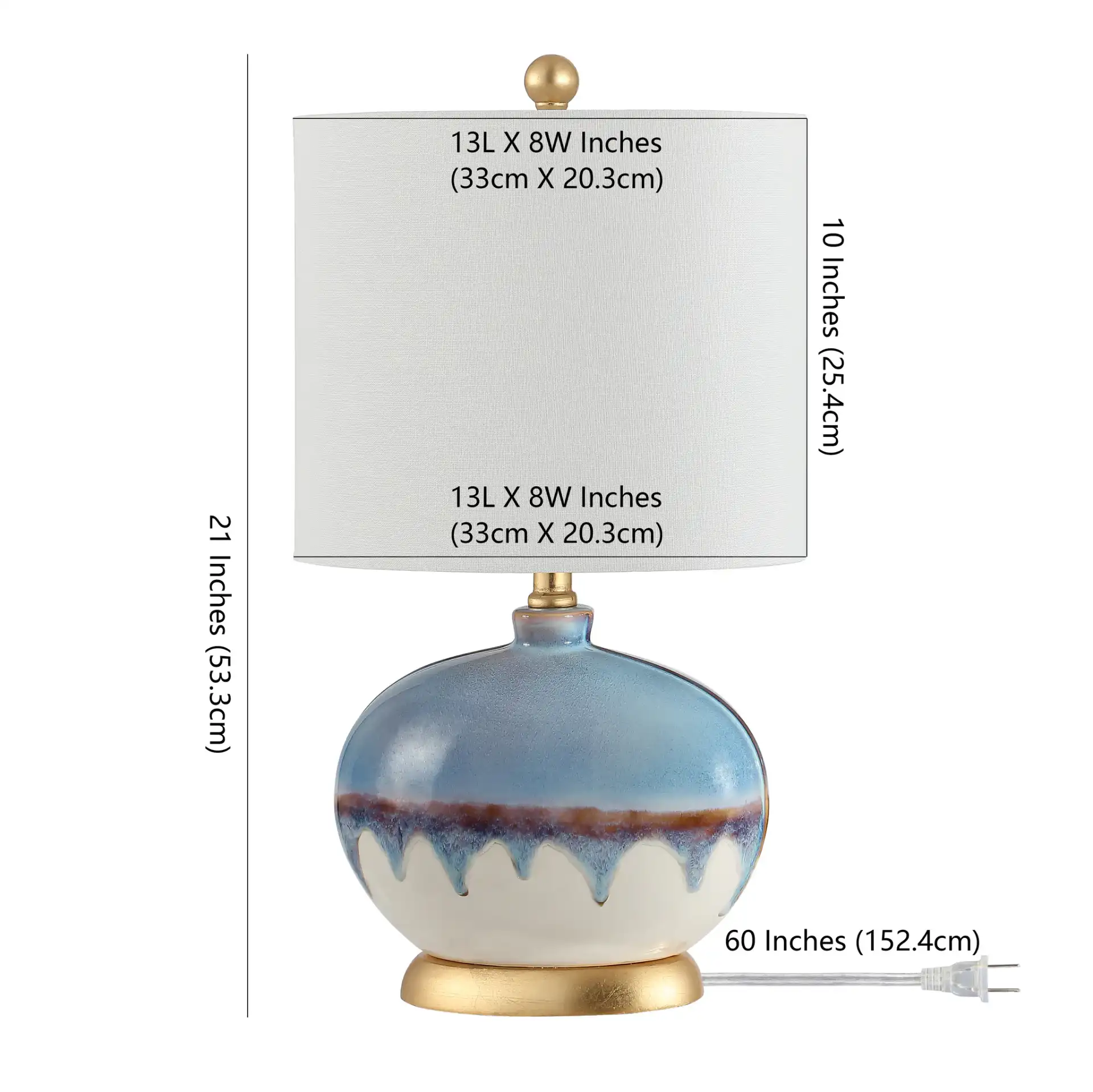 Koa Table Lamp in Blue, detail view