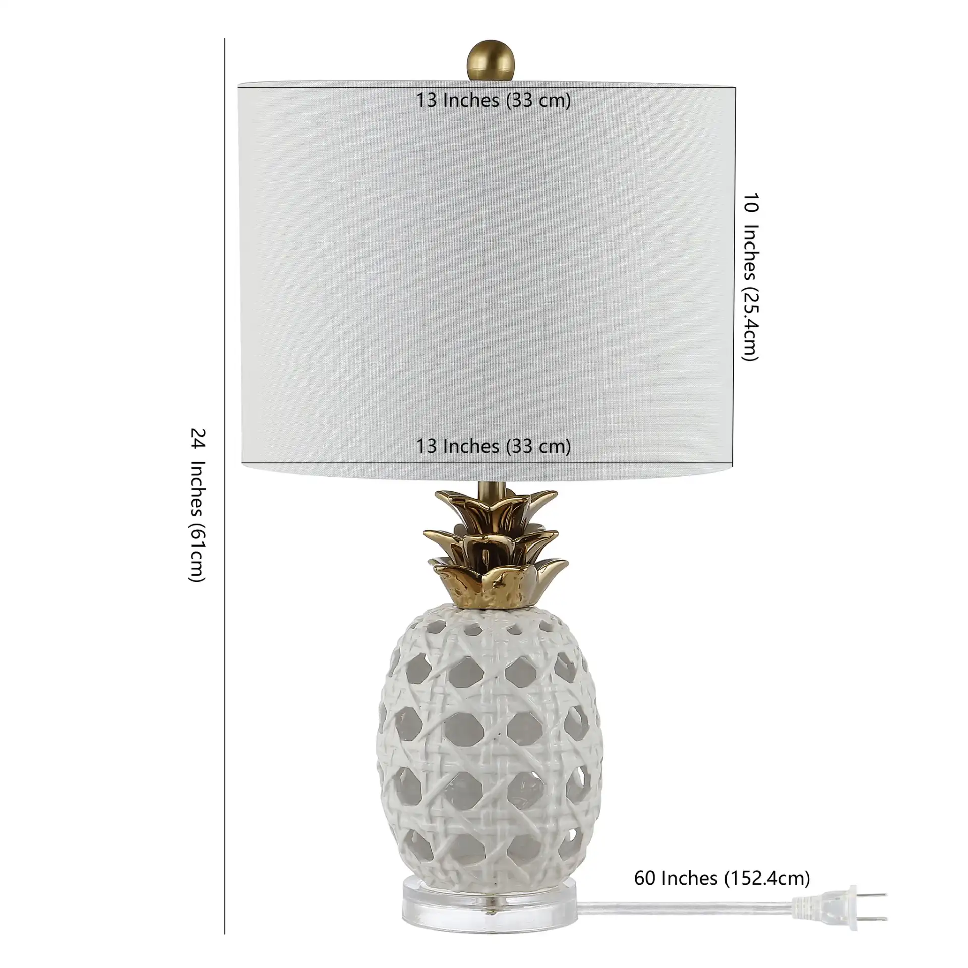 Sonny Table Lamp in White, detail view