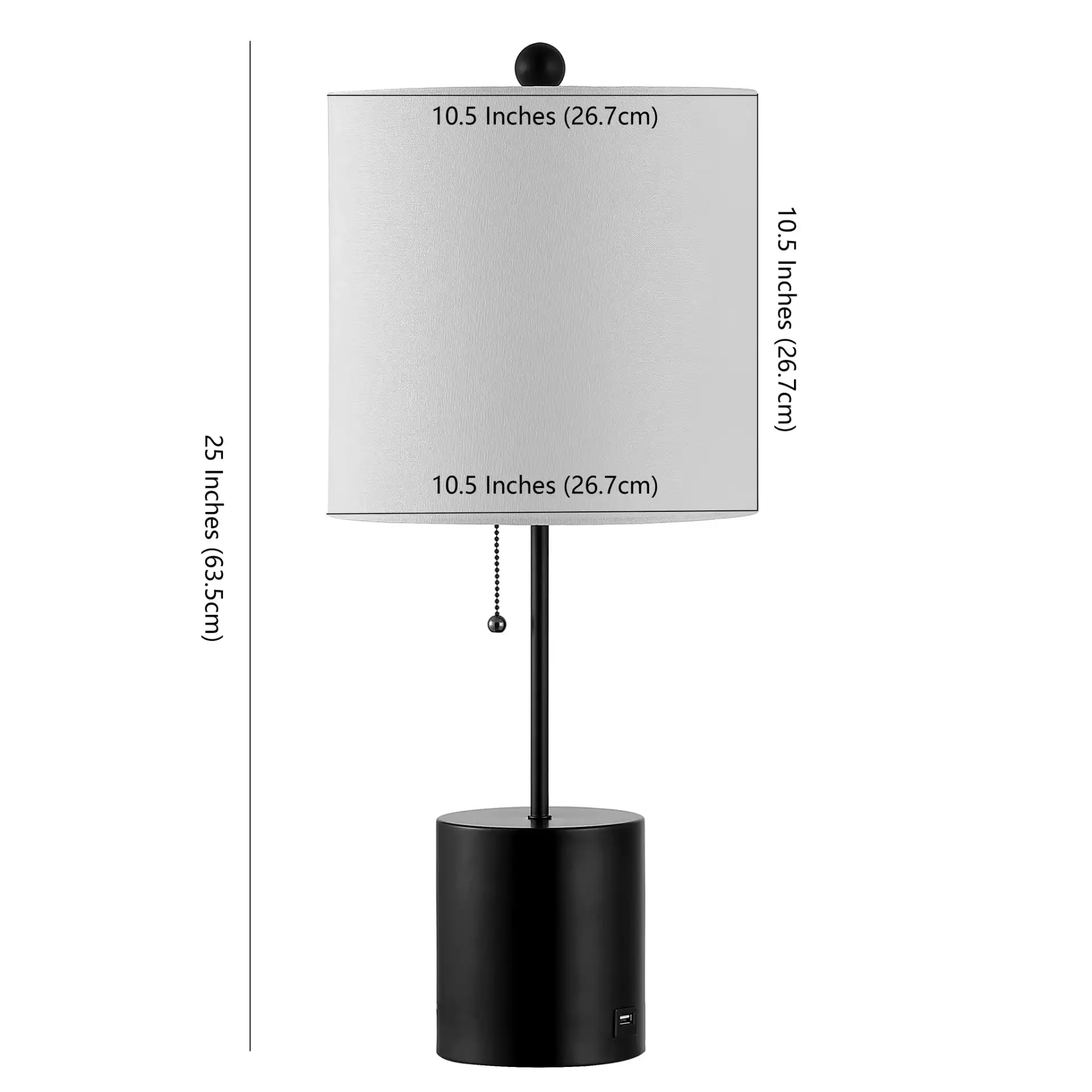 Dalra Table Lamp With Usb in Black, detail view