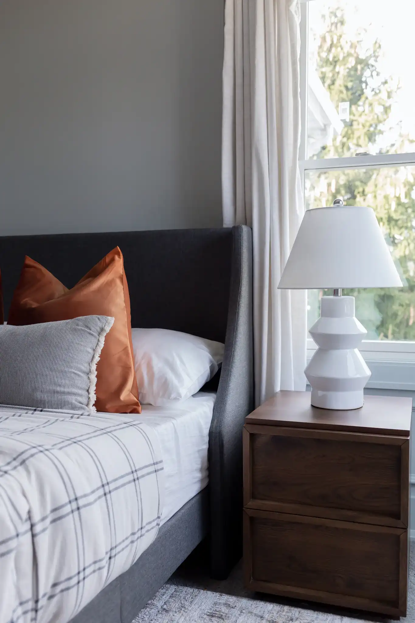 Larcia Table Lamp in White in a styled room