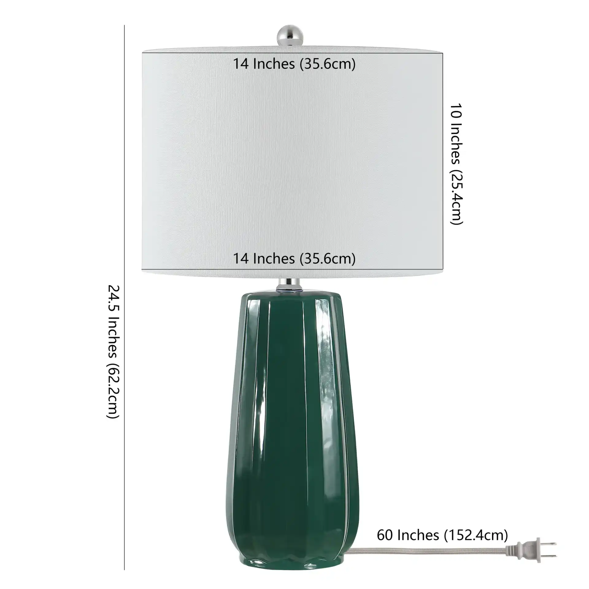 Yani Table Lamp in Dark Green, detail view