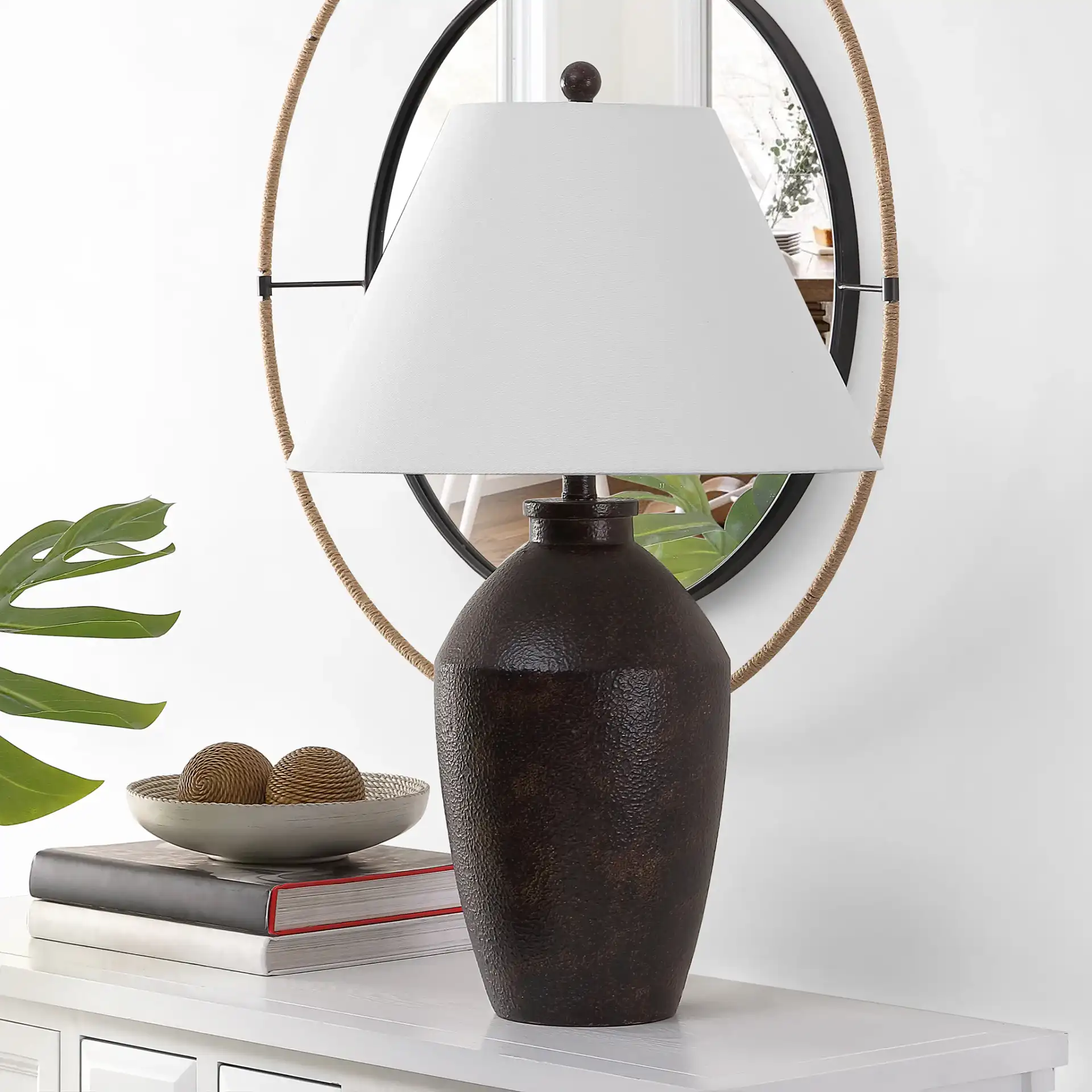 Rani Table Lamp in Brown in a styled room