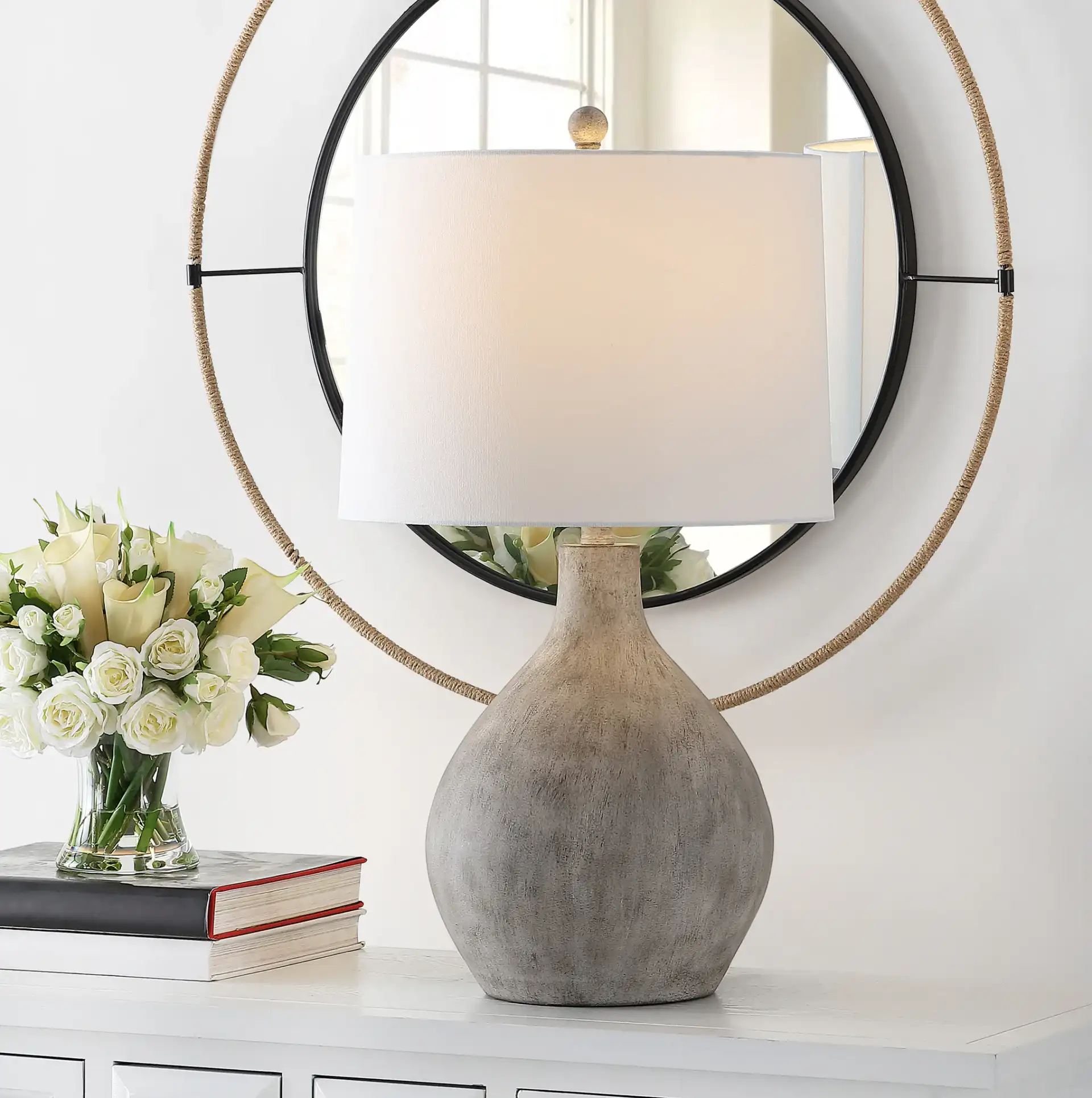 Tolen Table Lamp in Gray in a styled room