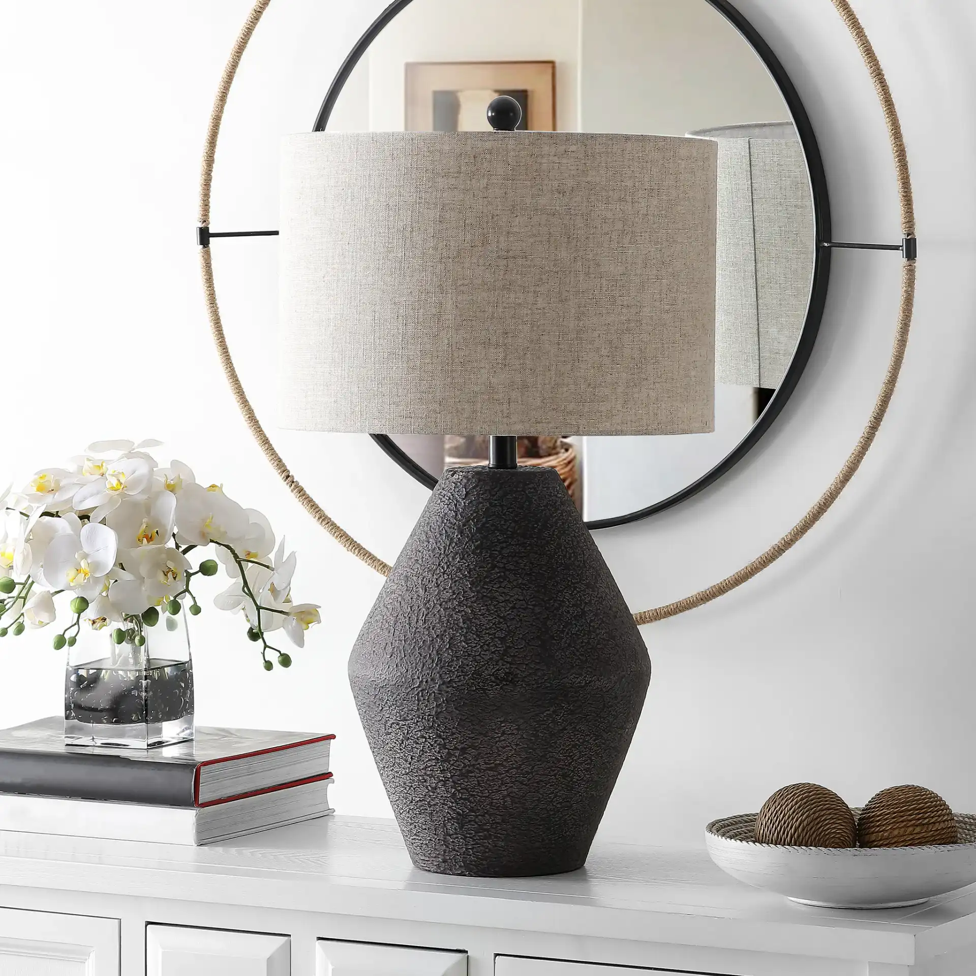 Ersta Table Lamp in Brown in a styled room