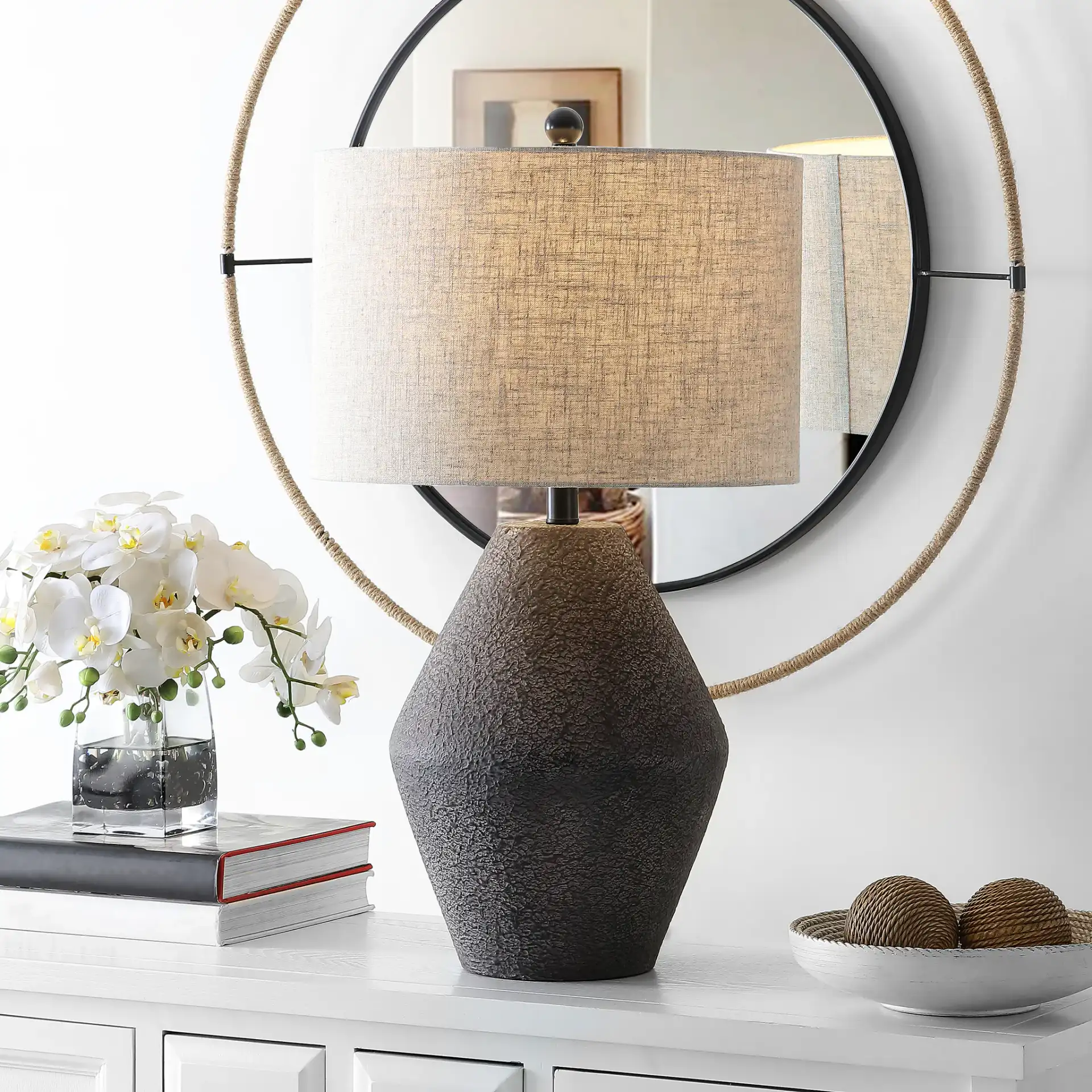 Ersta Table Lamp in Brown in a styled room