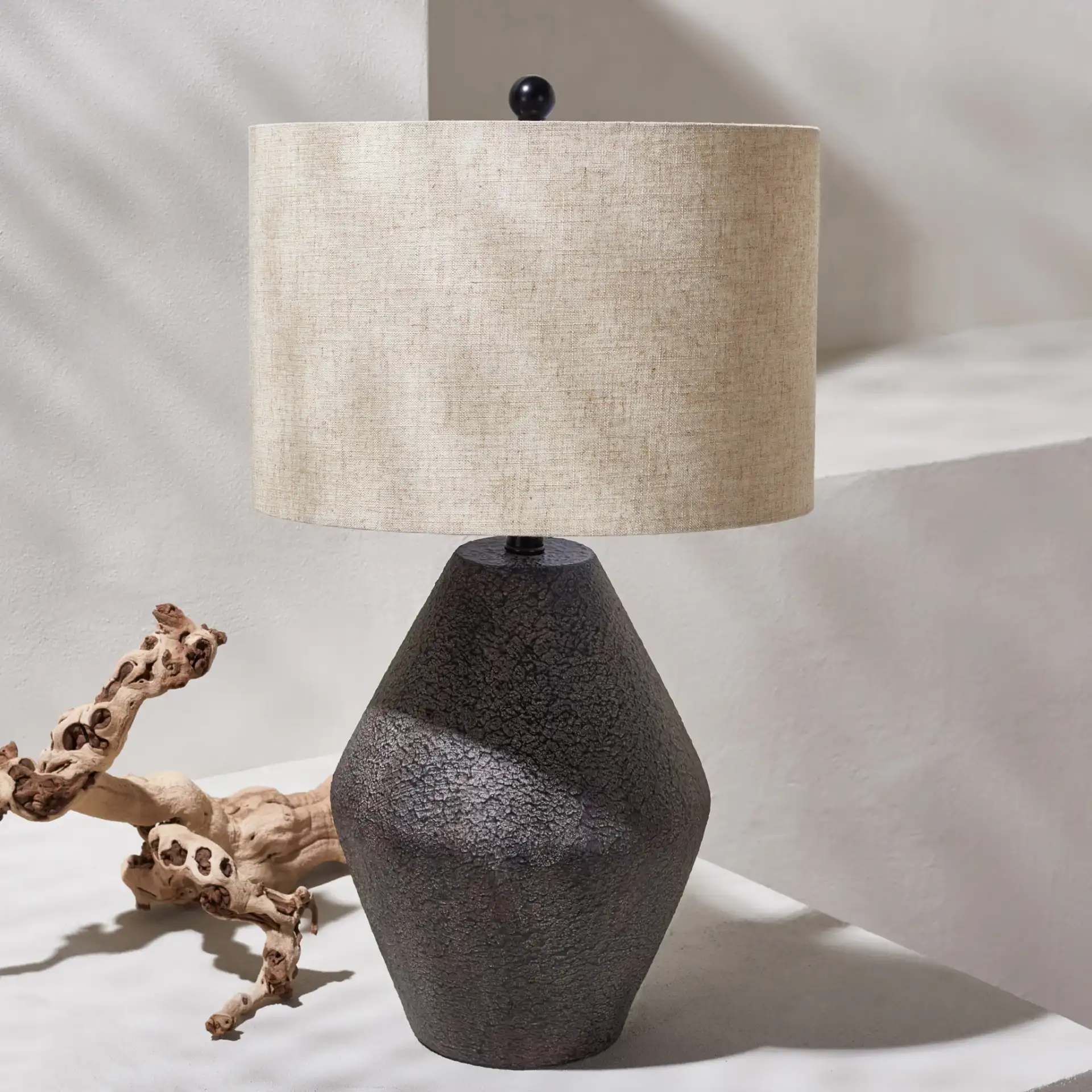 Ersta Table Lamp in Brown in a styled room