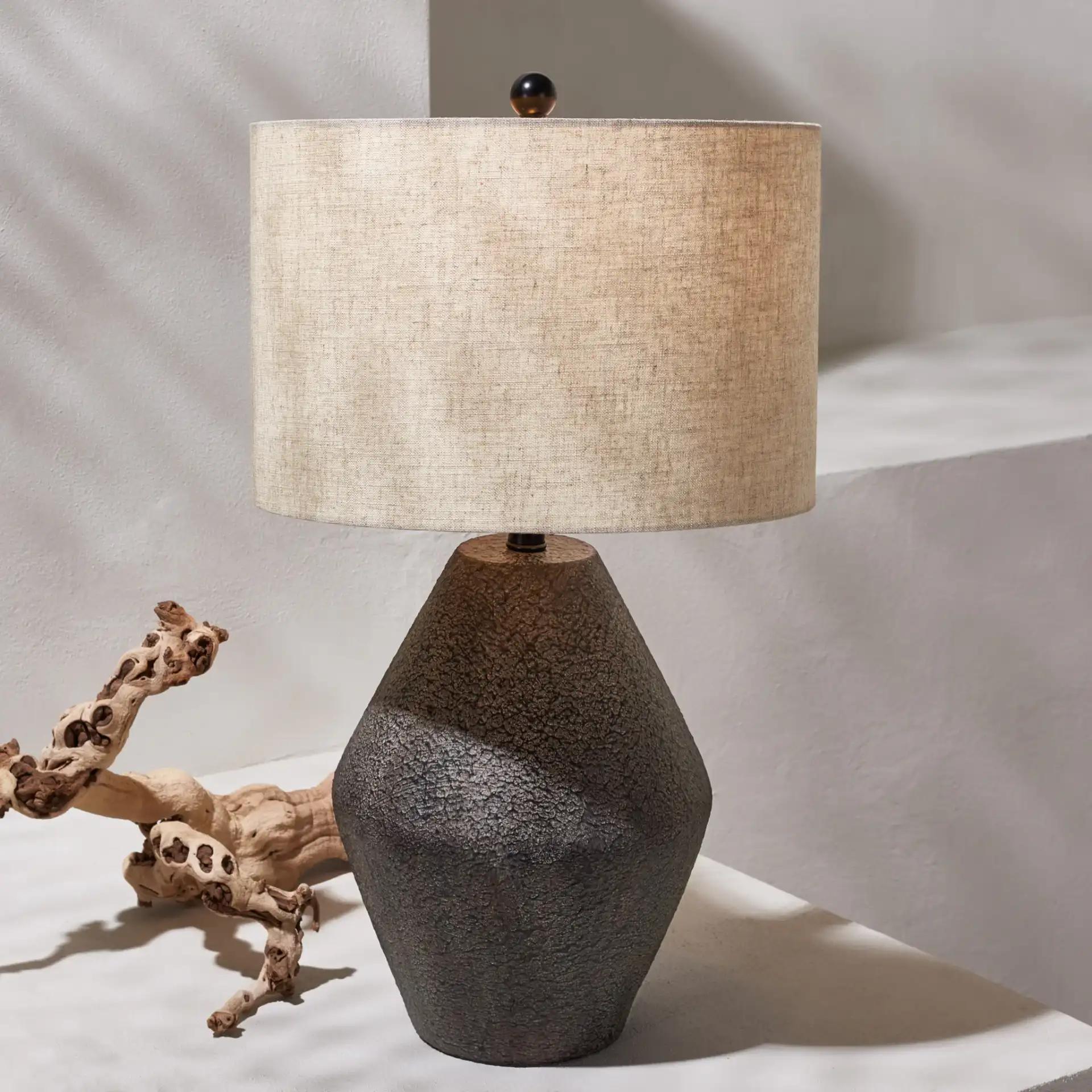 Ersta Table Lamp in Brown in a styled room