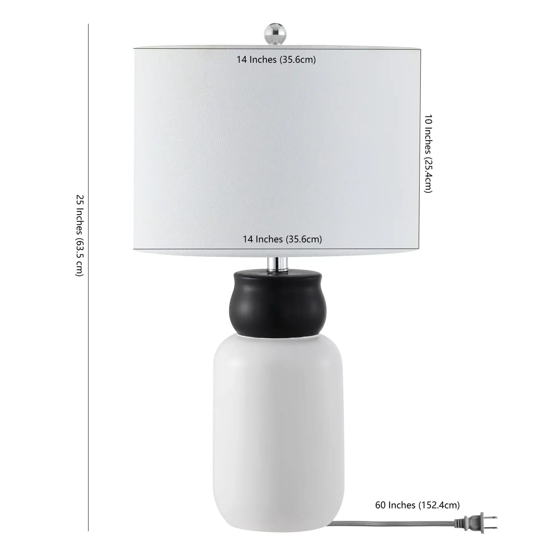 Ventrus Table Lamp in White / Black, detail view