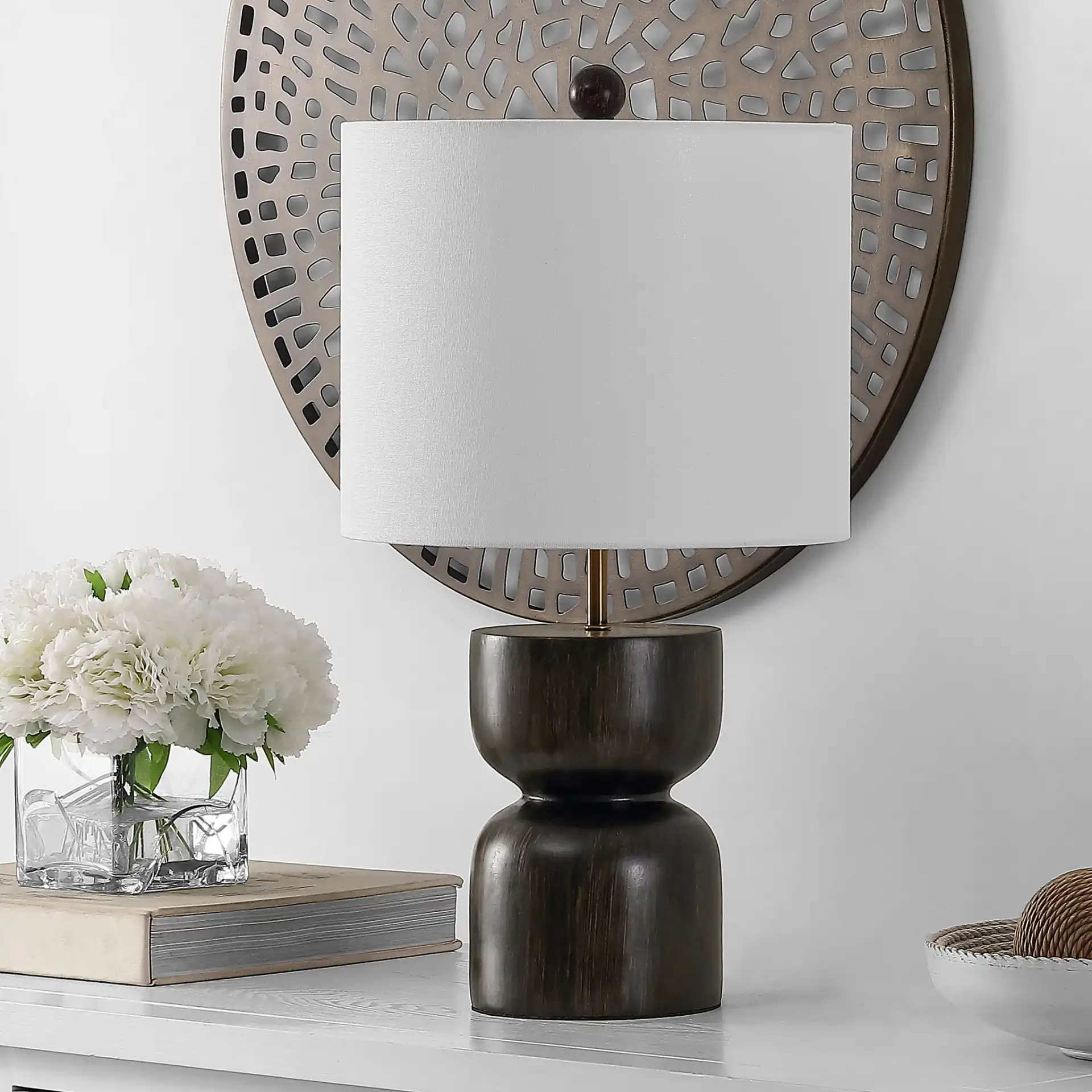 Lastra Table Lamp in Dark Brown in a styled room