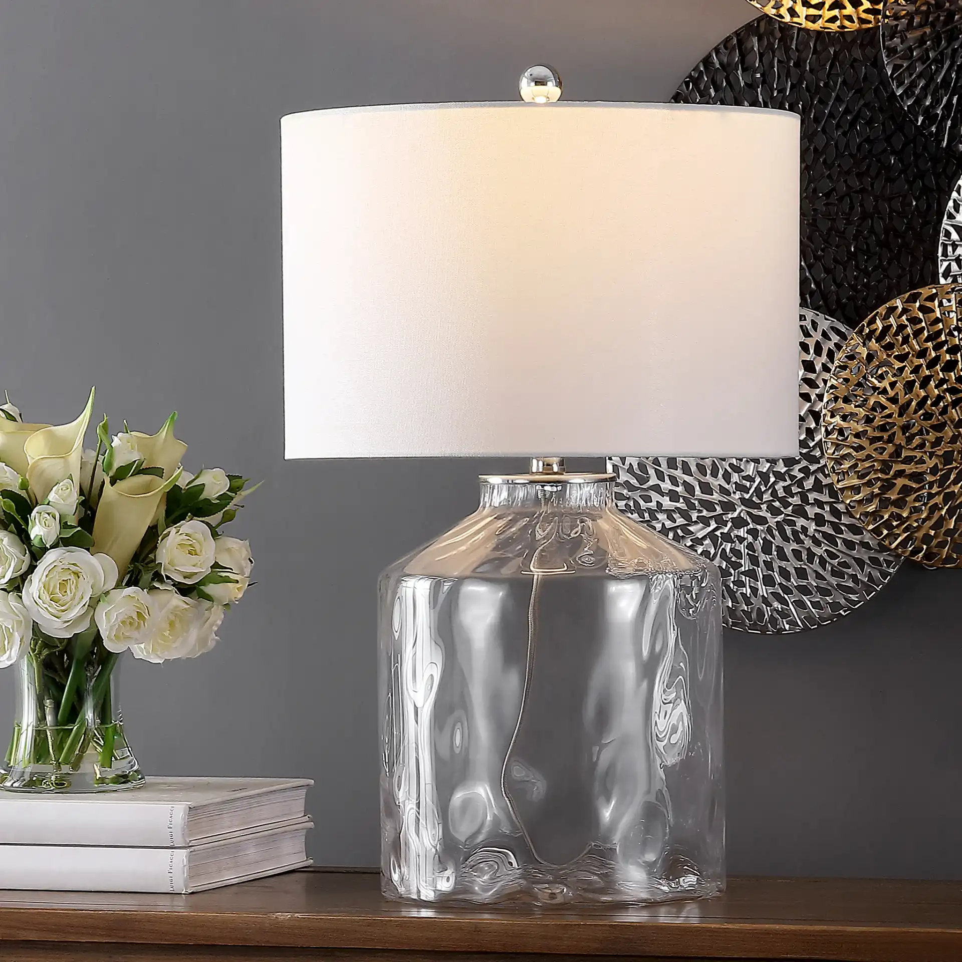 Julen Table Lamp in Clear in a styled room