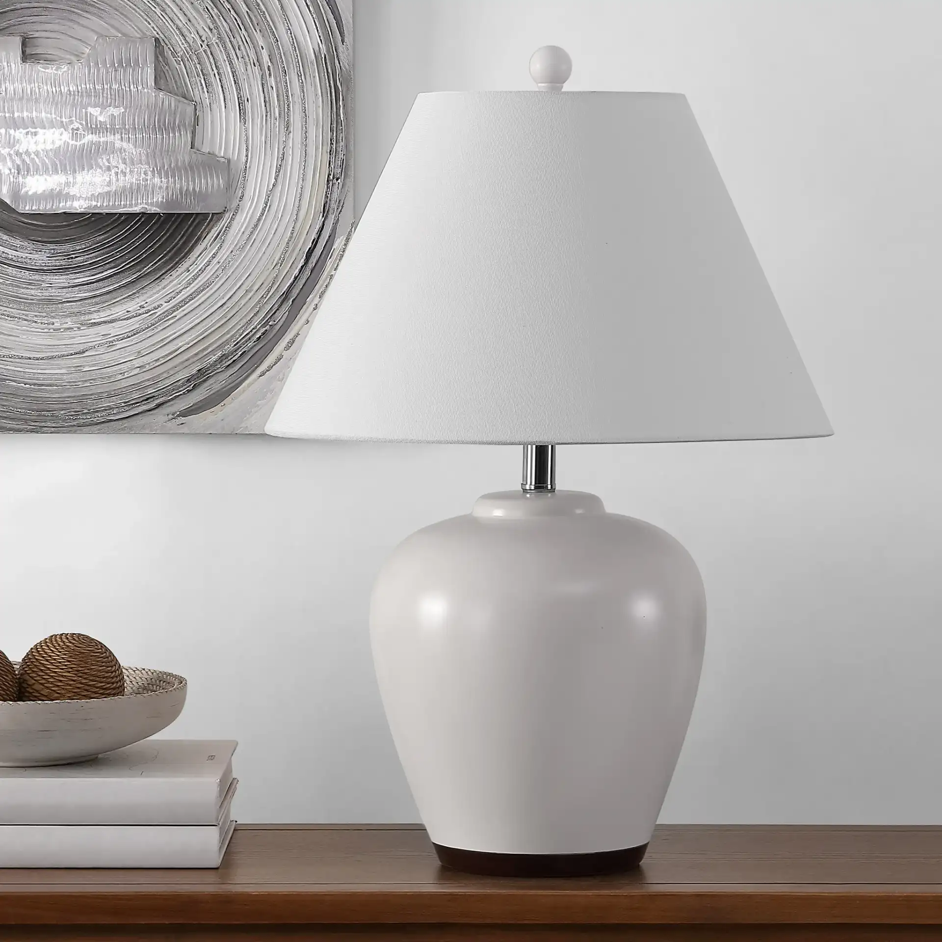 Etren Table Lamp in Ivory in a styled room