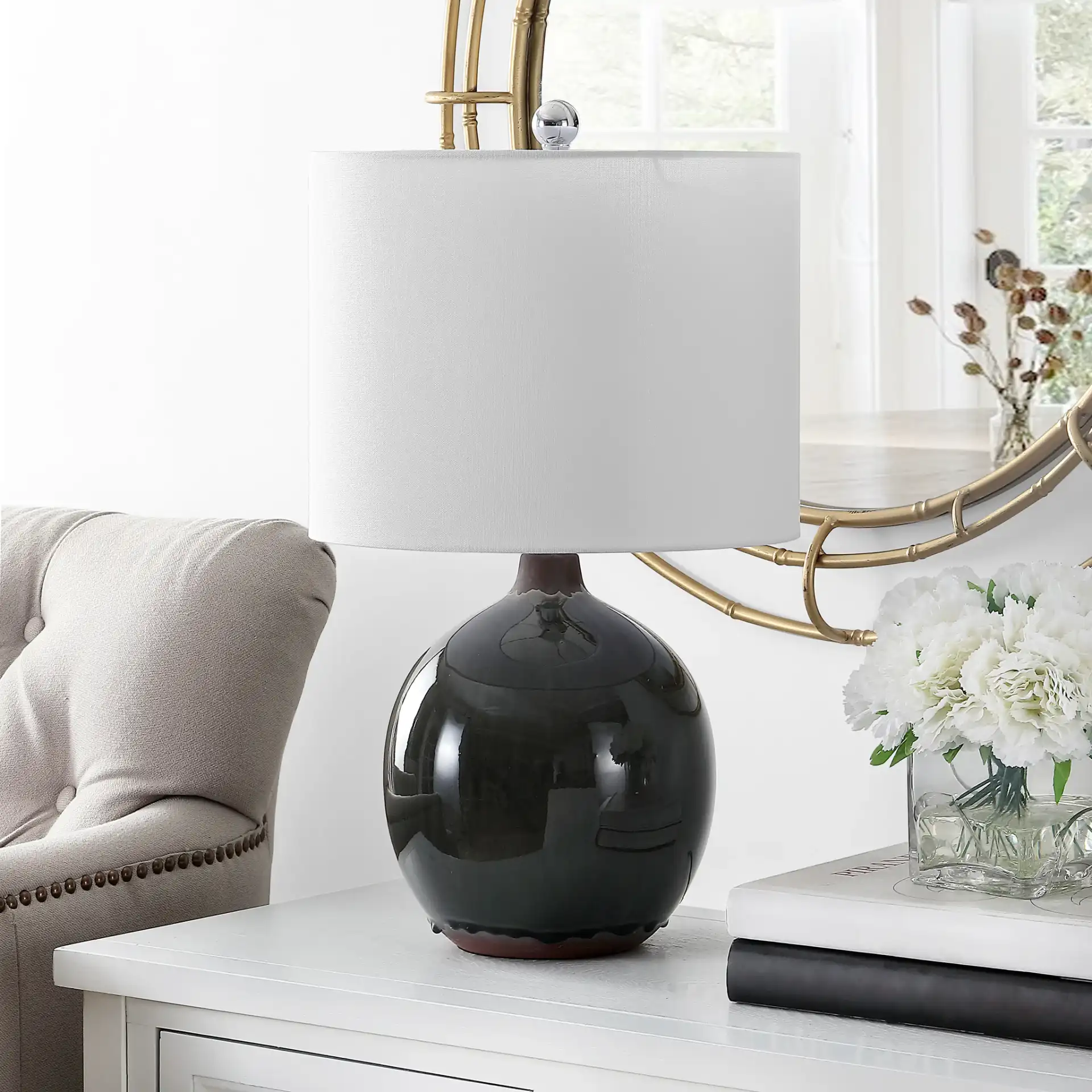 Wila Table Lamp in Brown in a styled room