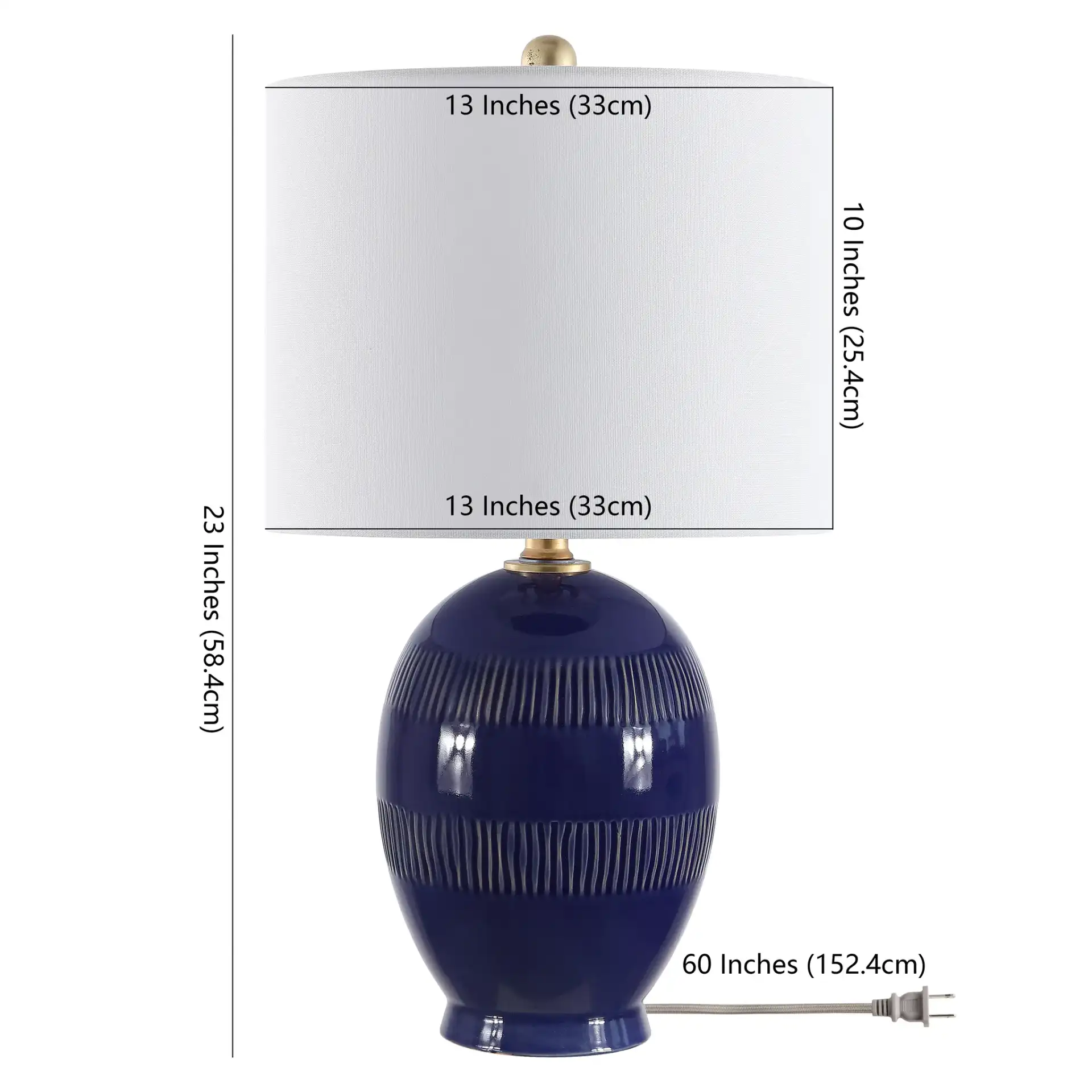 Liney Table Lamp in Blue, detail view