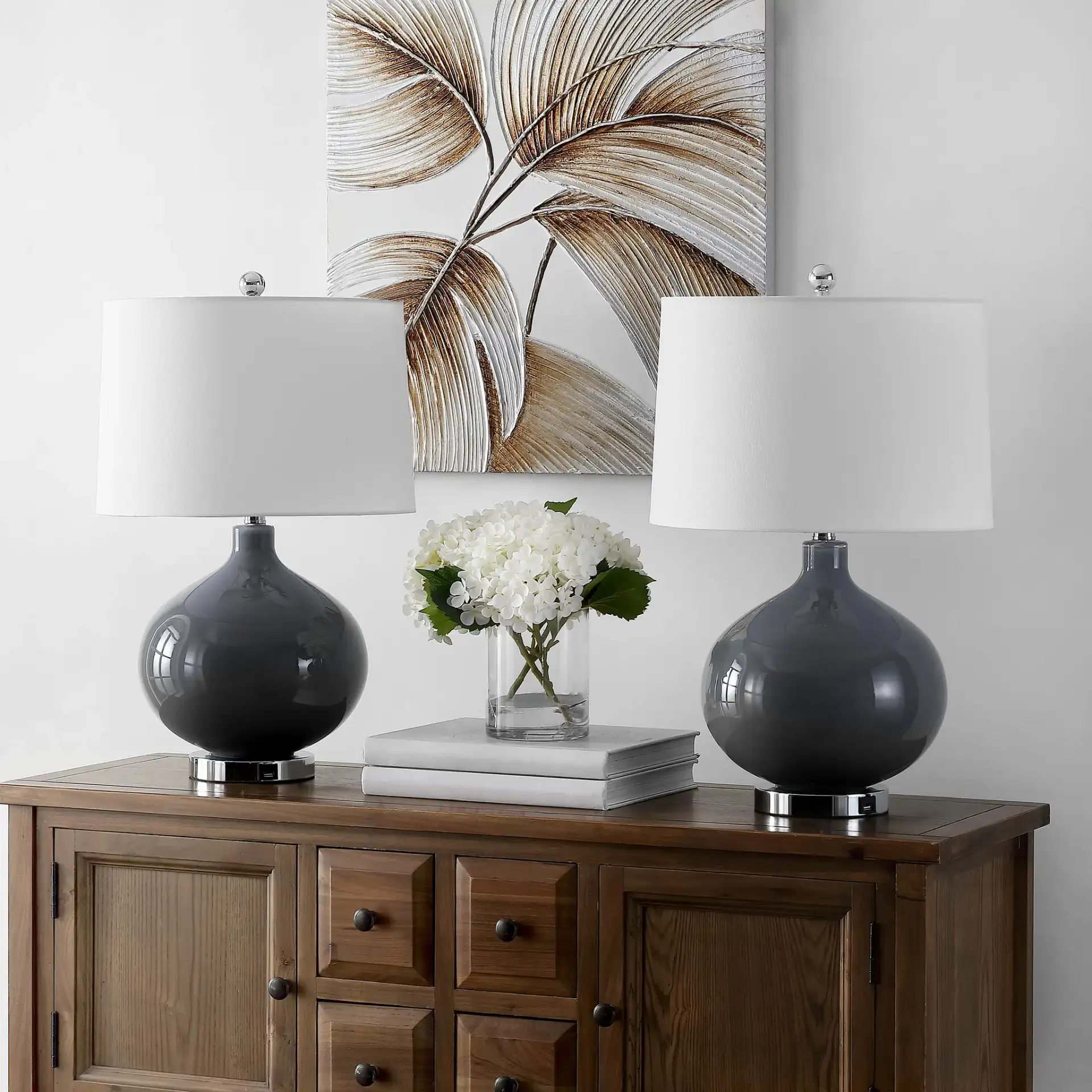 Masera Table Lamp With Usb (Set Of 2) in Gray in a styled room