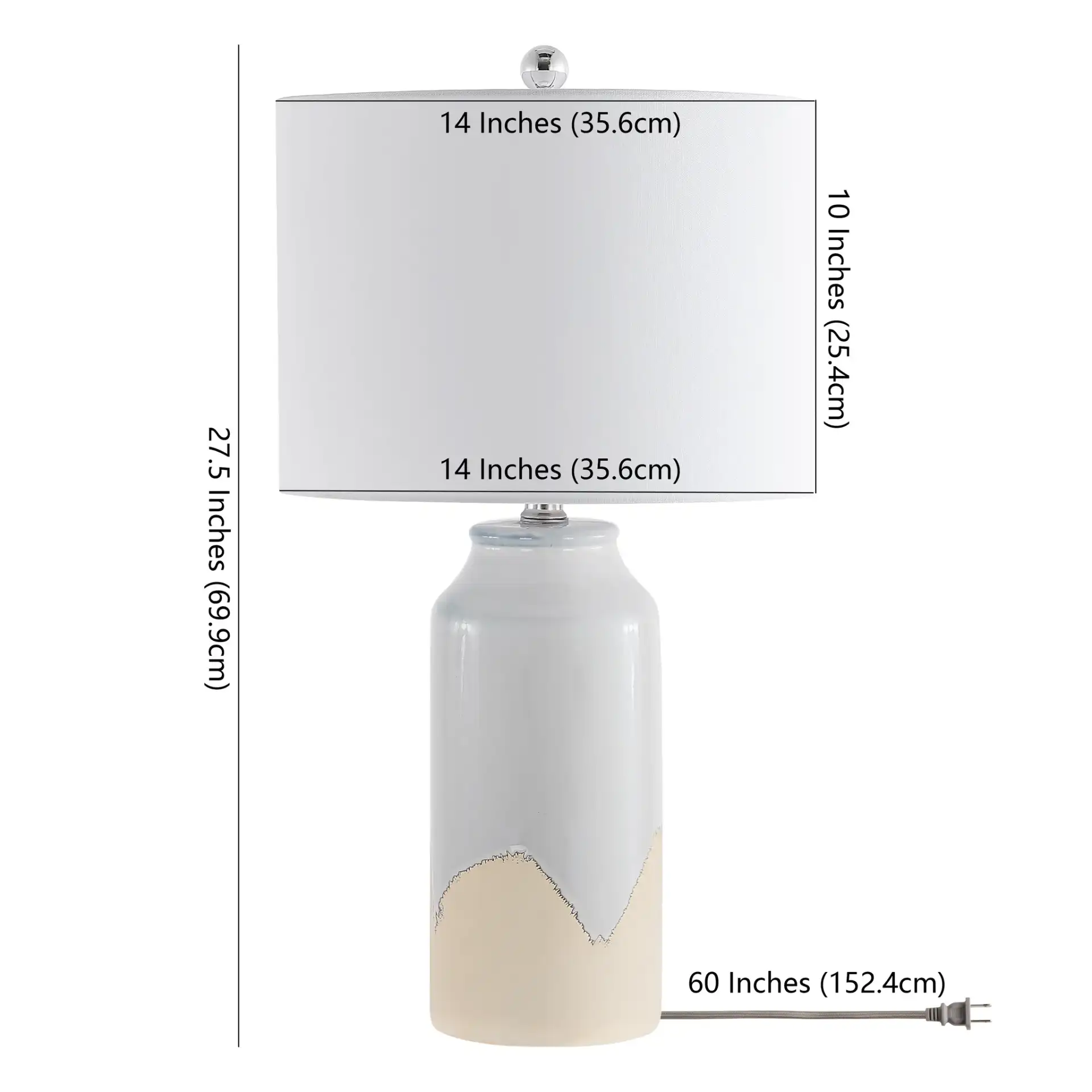 Bevlen Table Lamp in Antique White, detail view