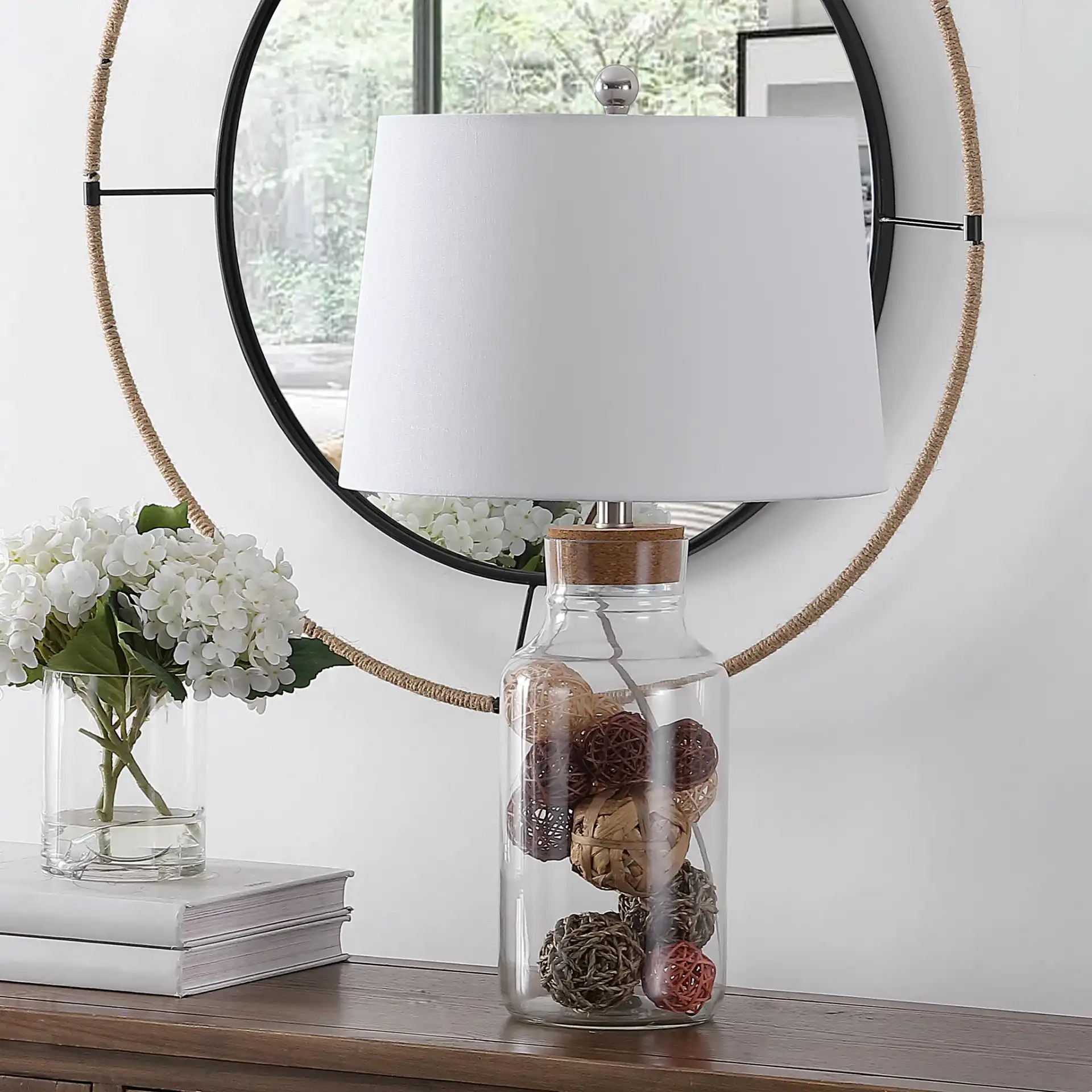 Hensen Table Lamp in Clear in a styled room