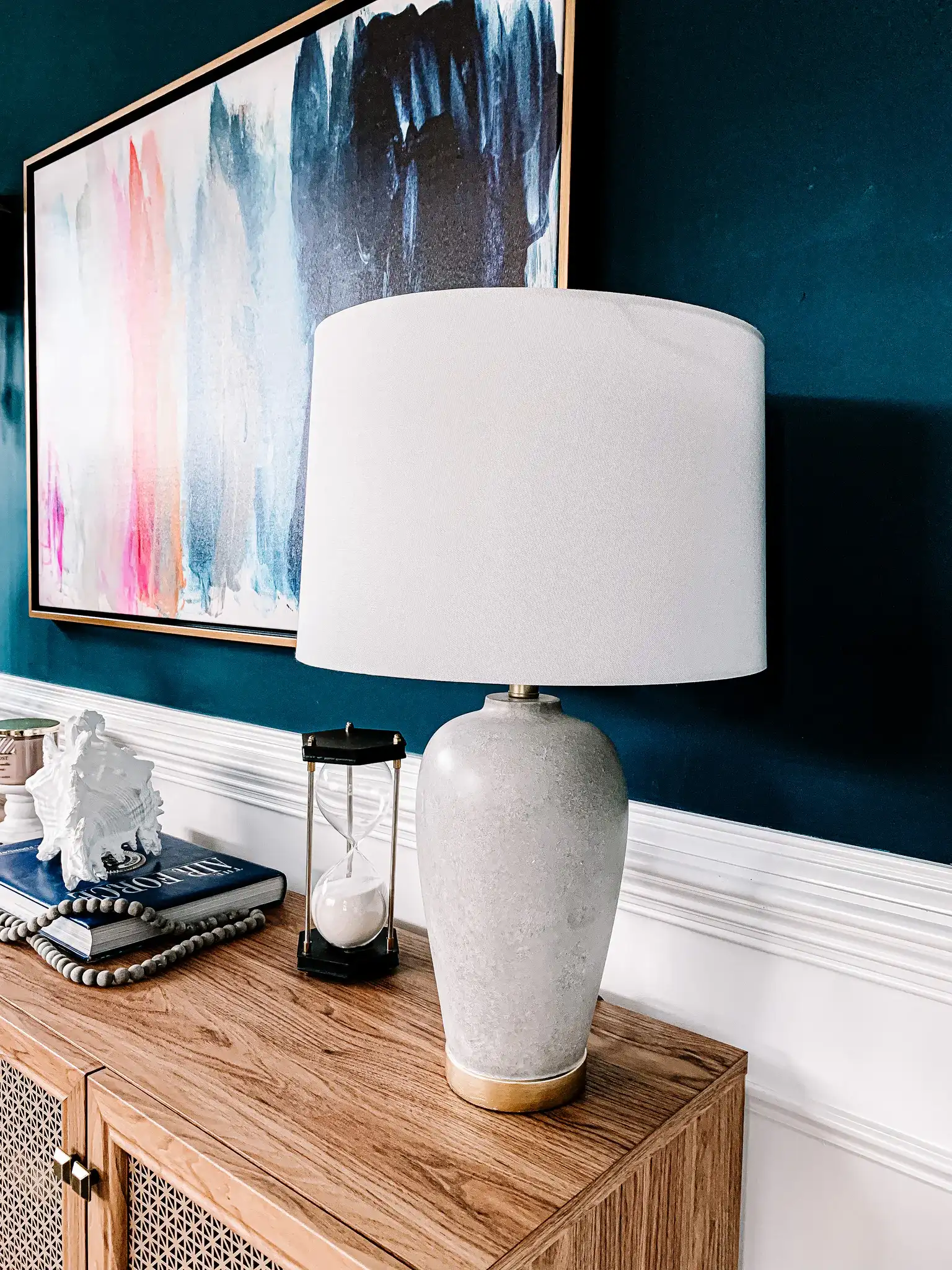 Kline Table Lamp With Usb in Gray in a styled room