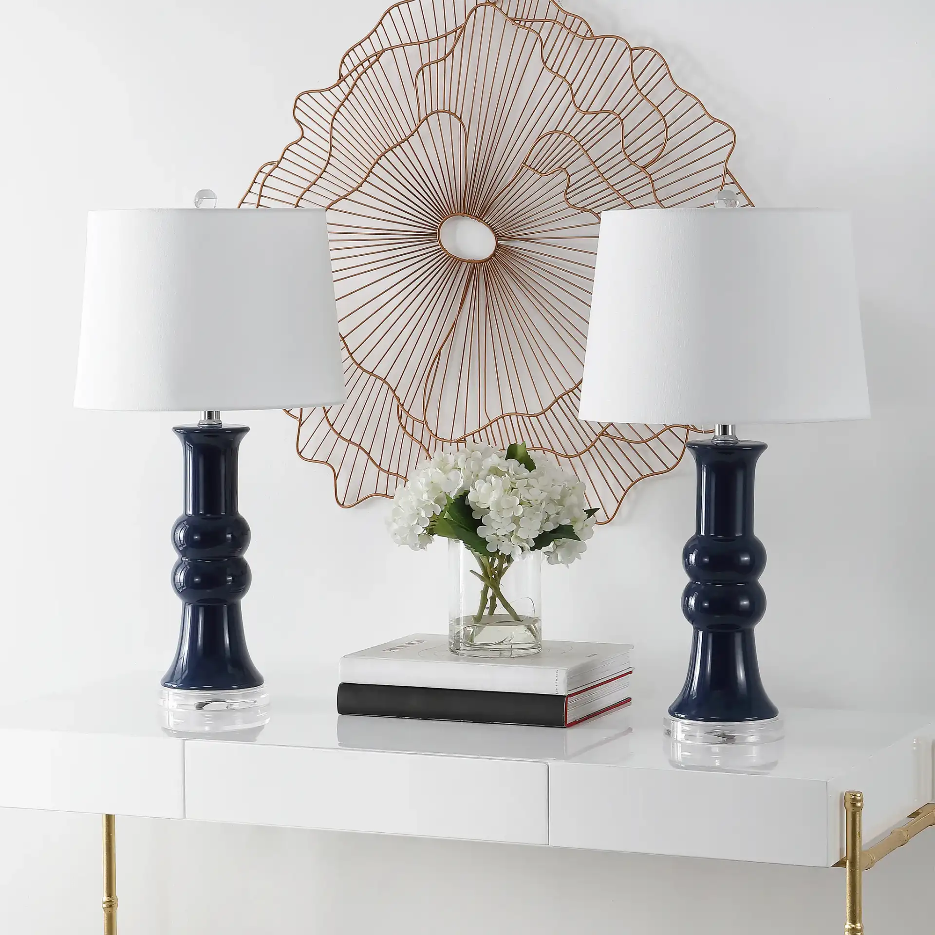 Lamber Table Lamp (Set Of 2) in Blue in a styled room