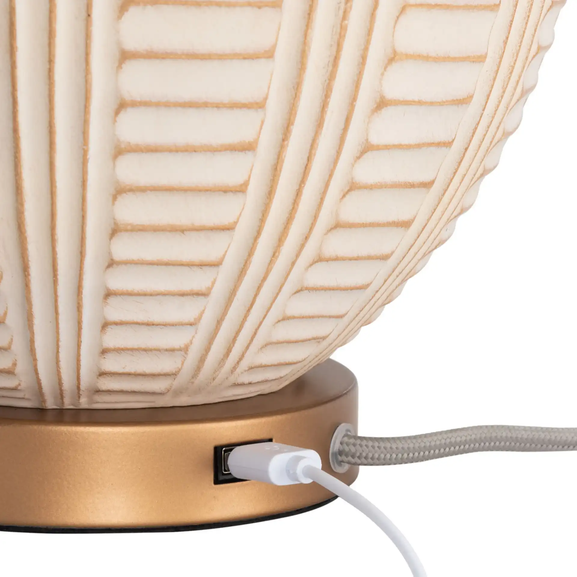 Marrla Table Lamp With Usb in Cream / Rose Gold, detail view
