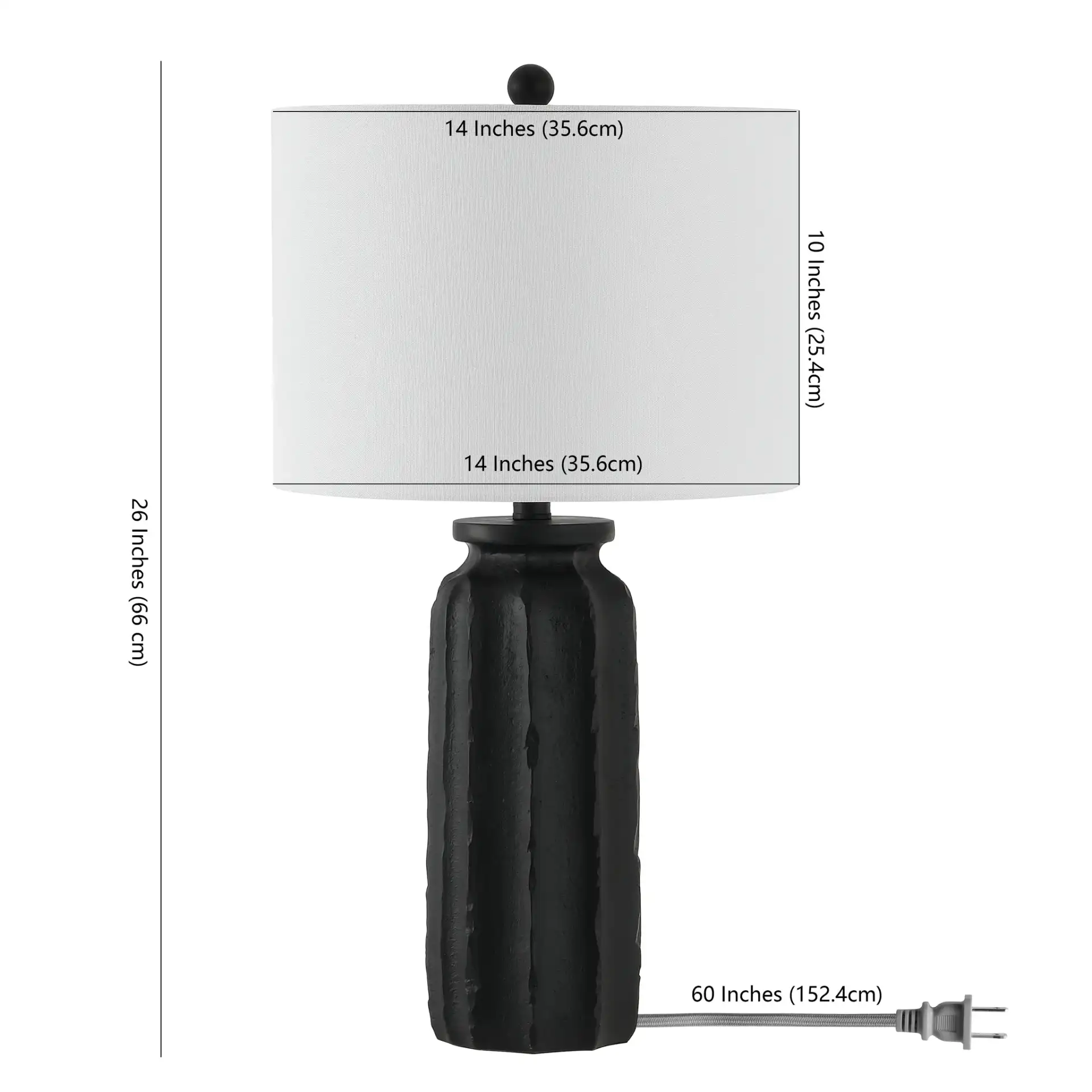 Candri Table Lamp in Matte Black, detail view