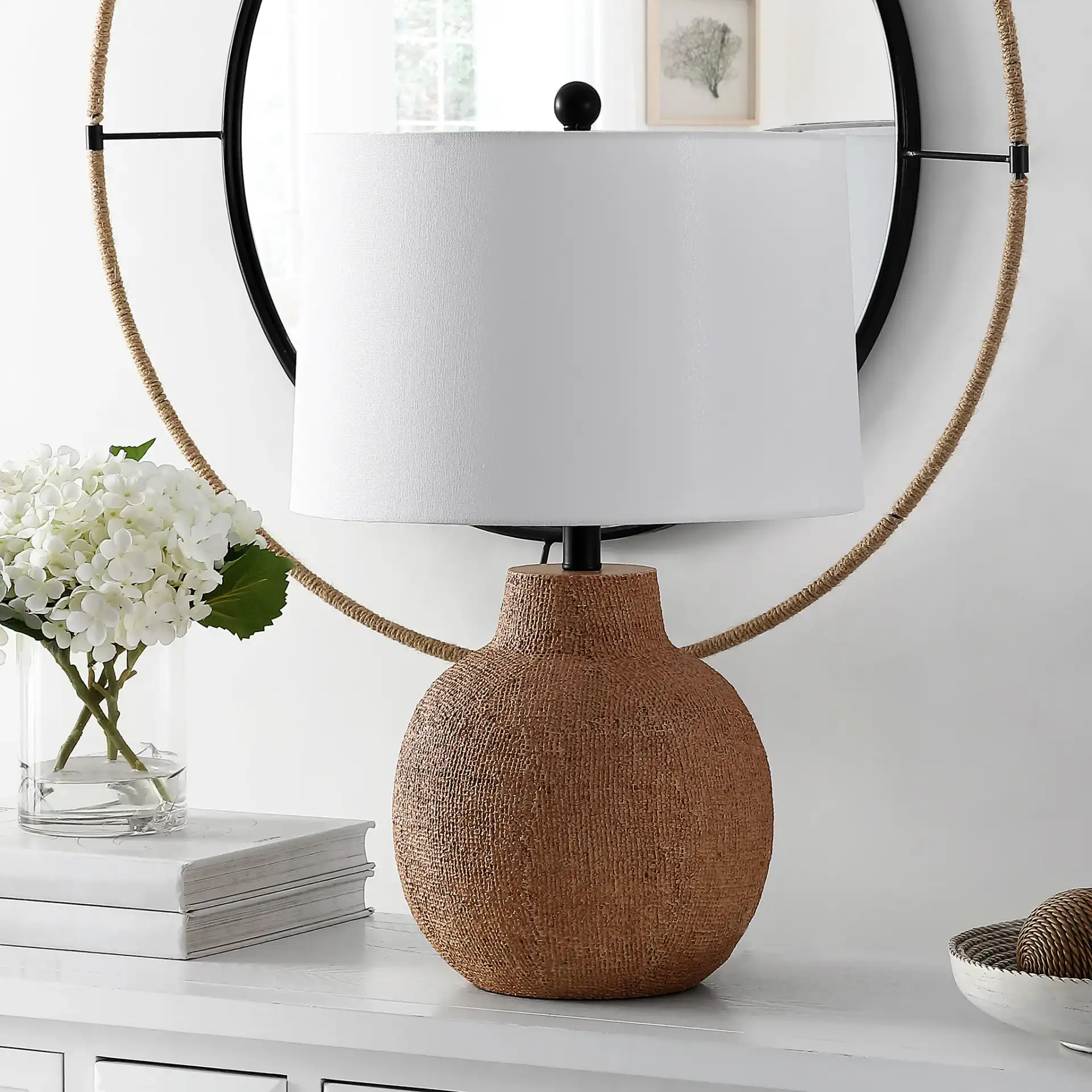 Acer Table Lamp in Brown in a styled room