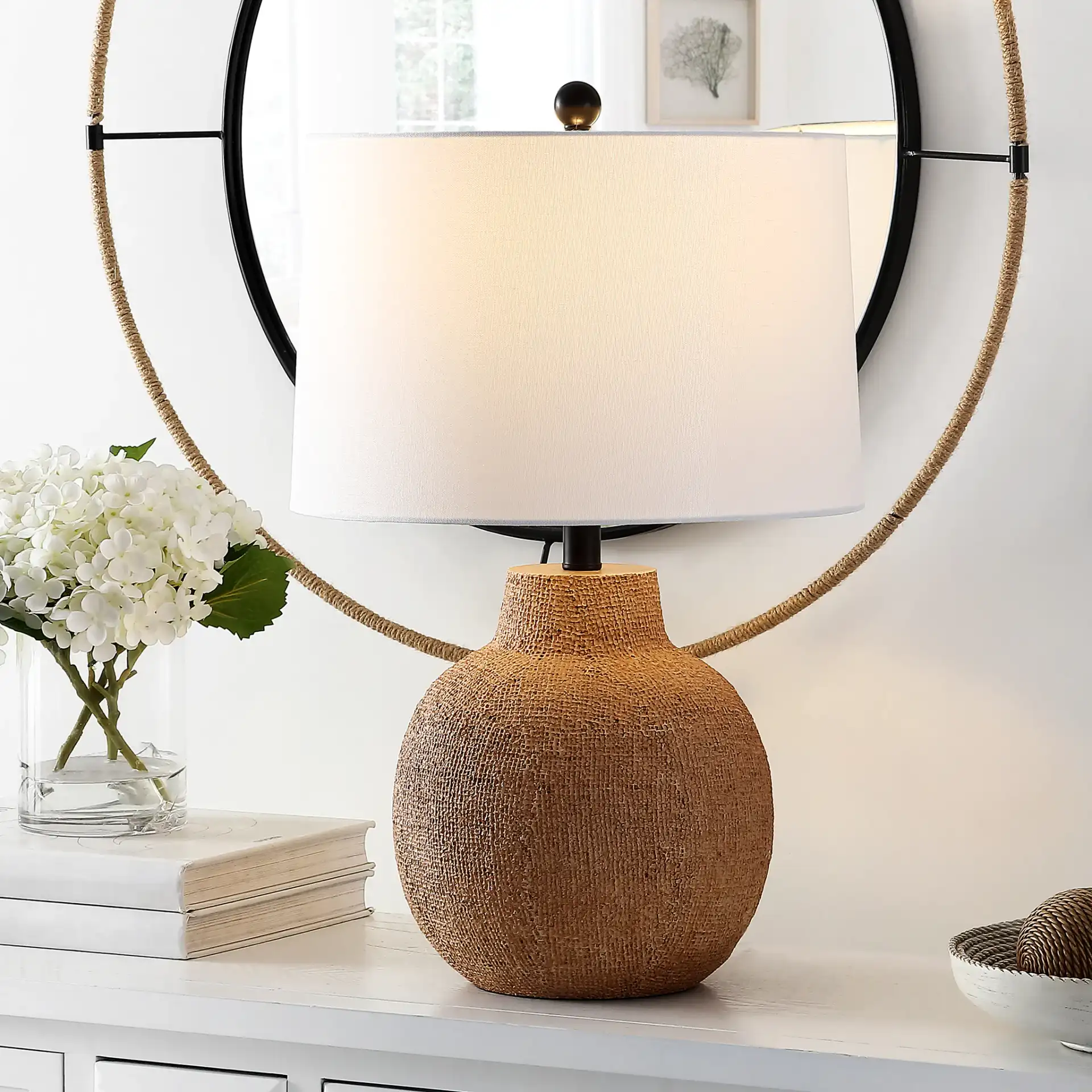 Acer Table Lamp in Brown in a styled room