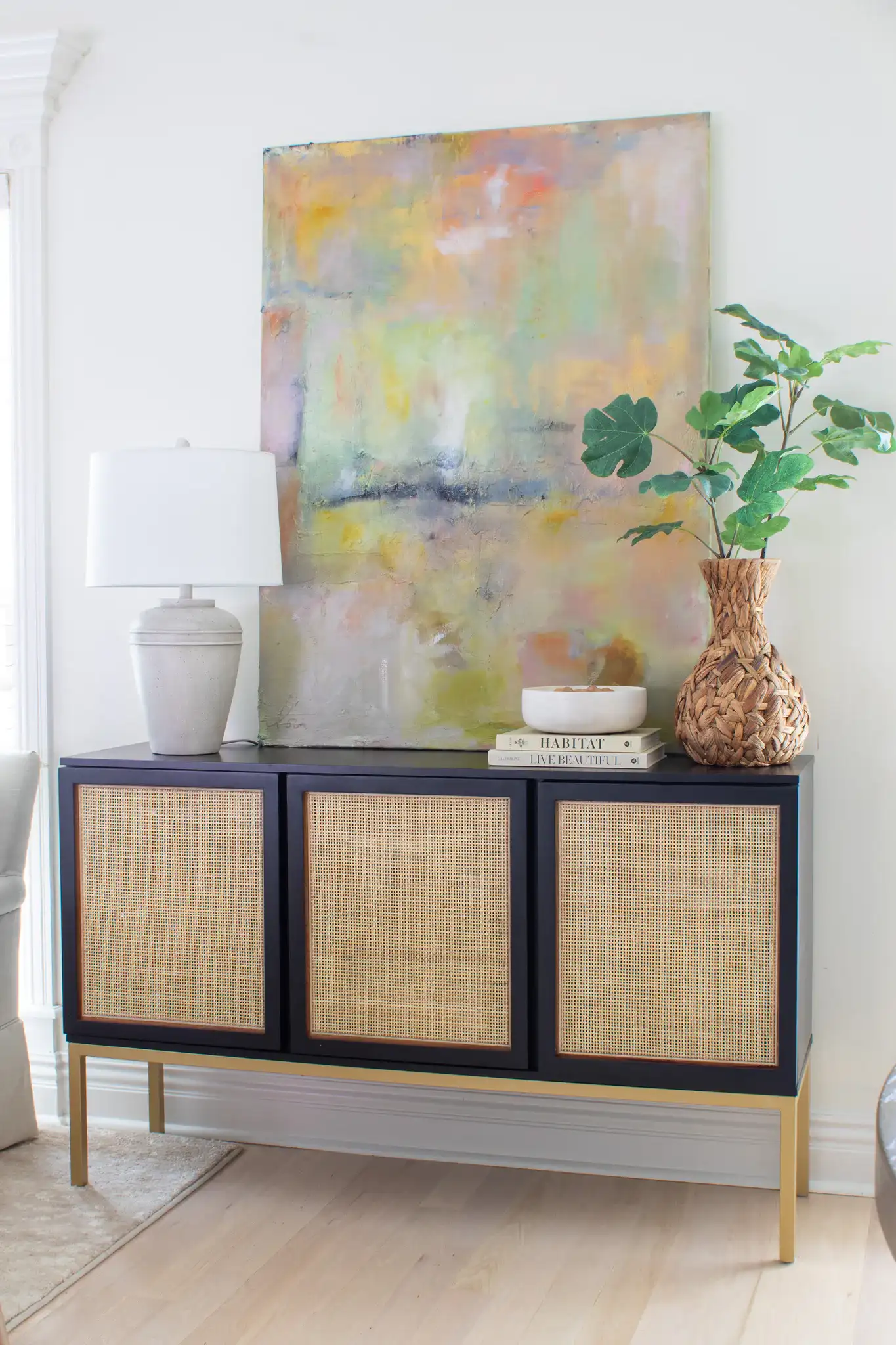 Demlin Table Lamp in Gray in a styled room