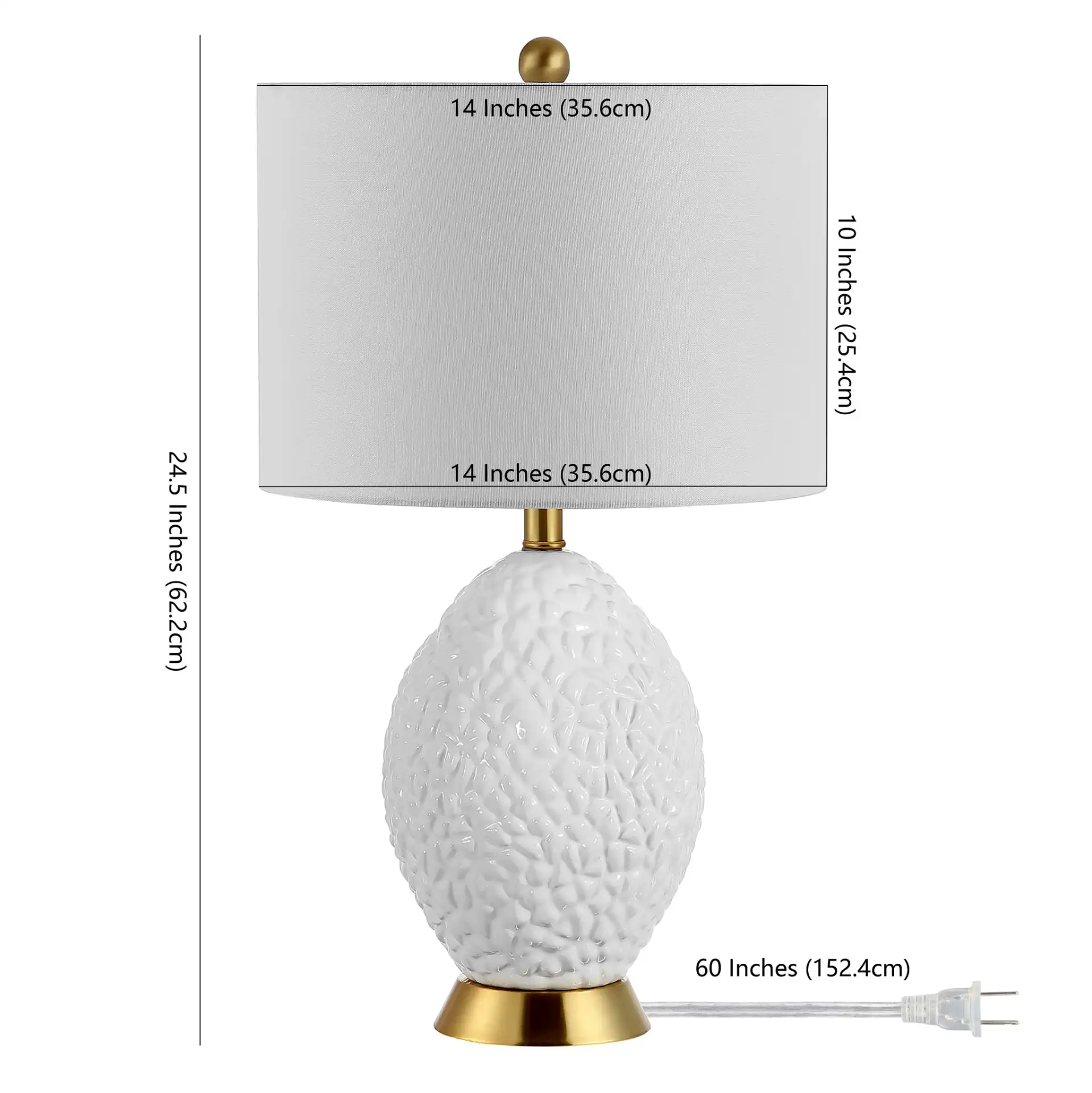 Kimli Table Lamp in White / Brass, detail view