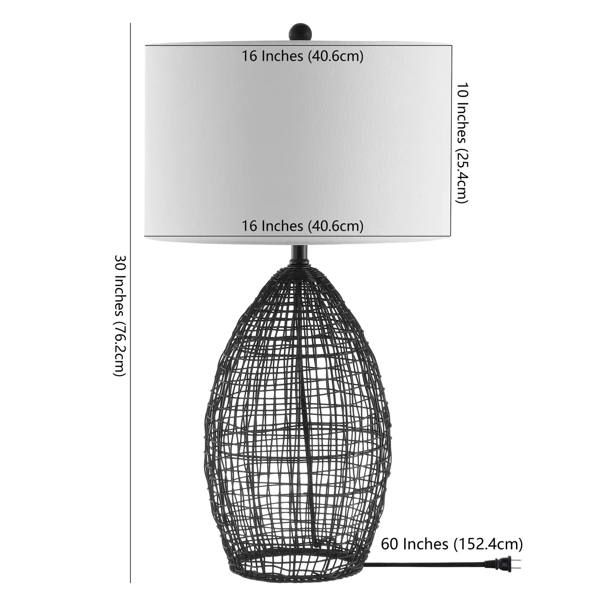 Edren Table Lamp in Black, detail view