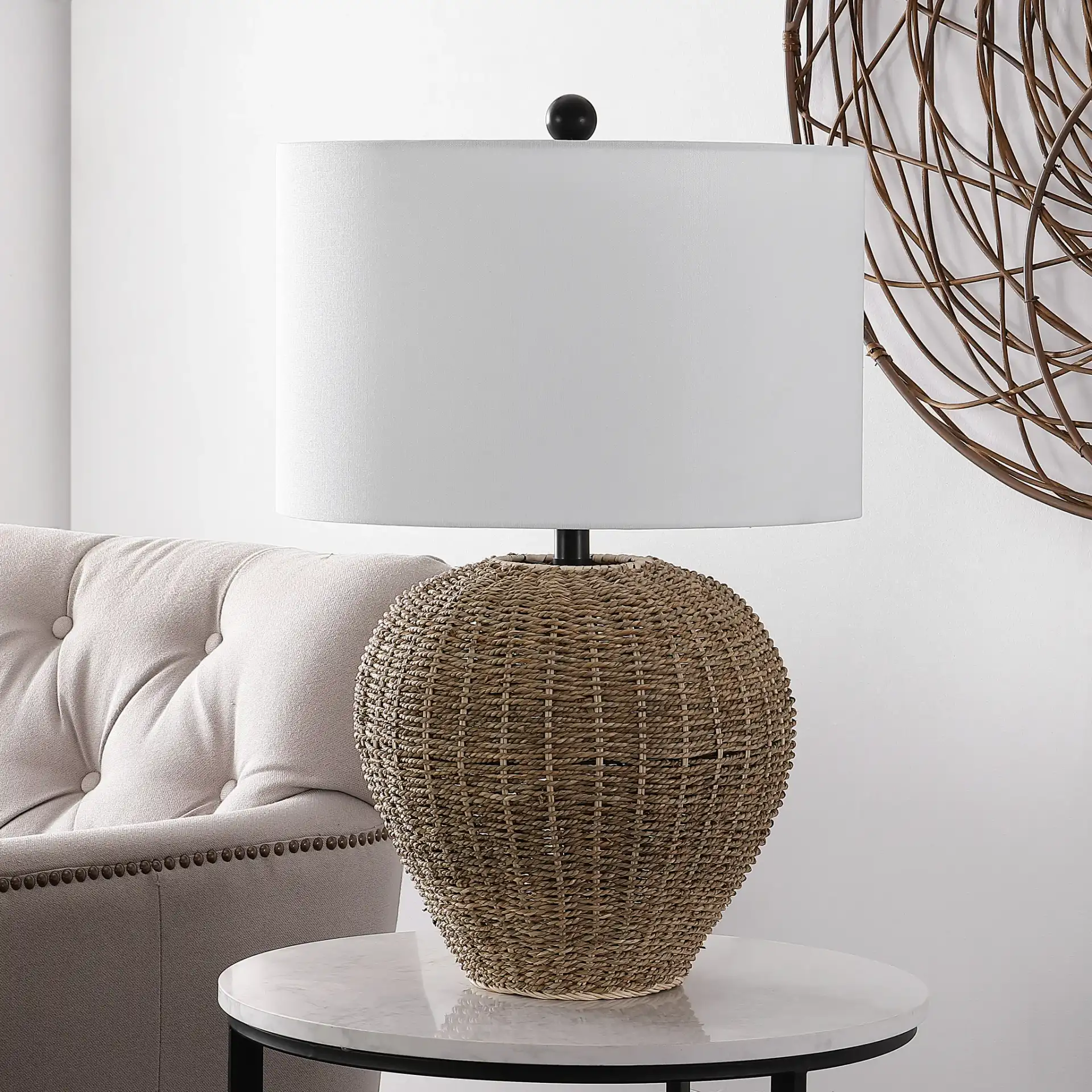 Firth Table Lamp in Natural in a styled room