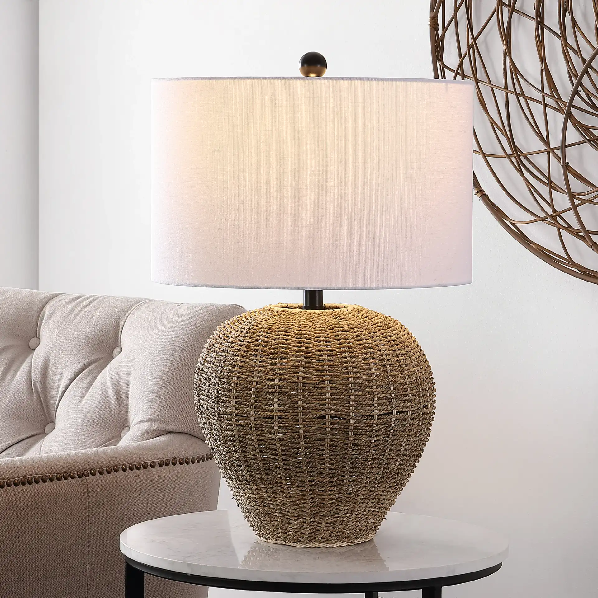 Firth Table Lamp in Natural in a styled room