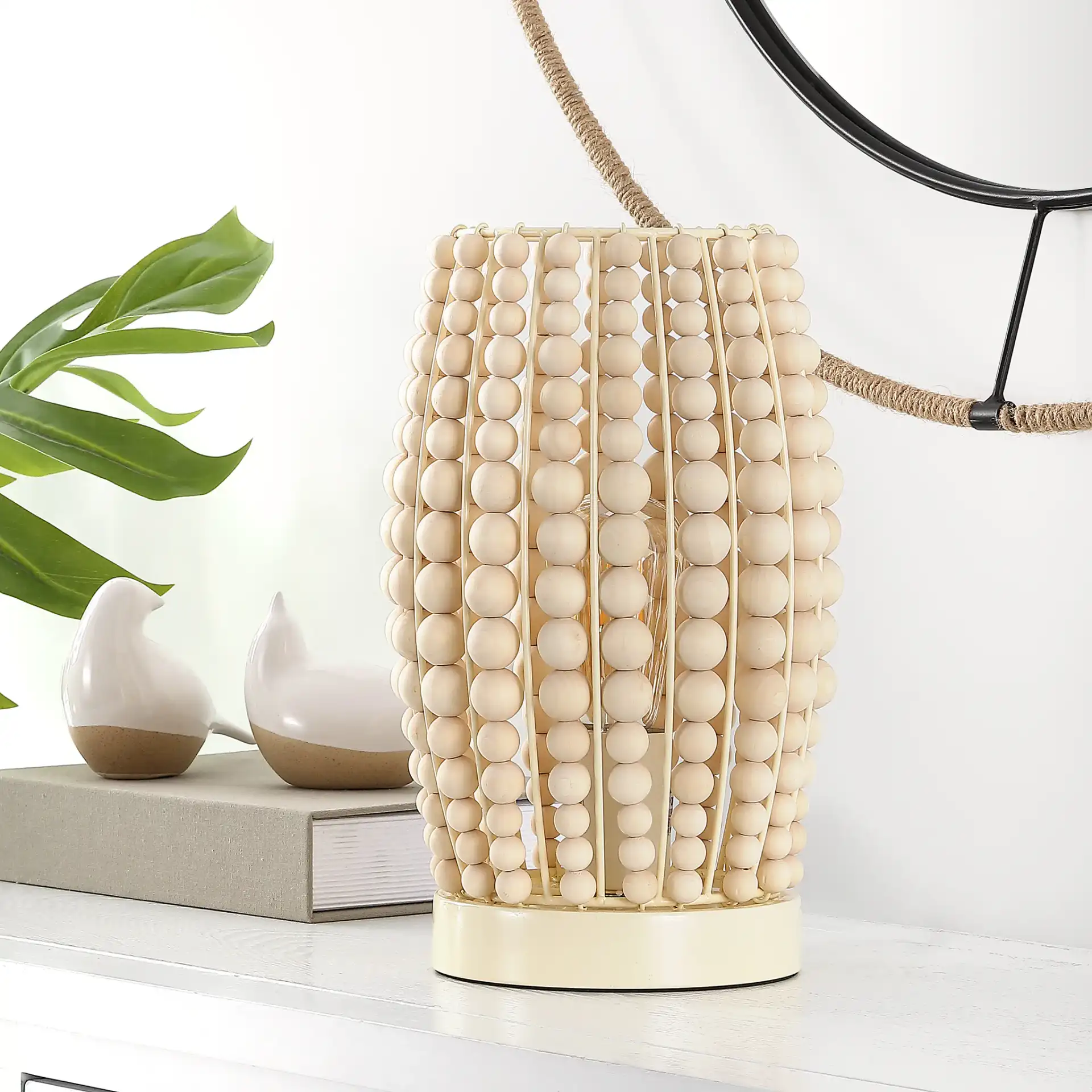 Darrow Table Lamp in Cream in a styled room