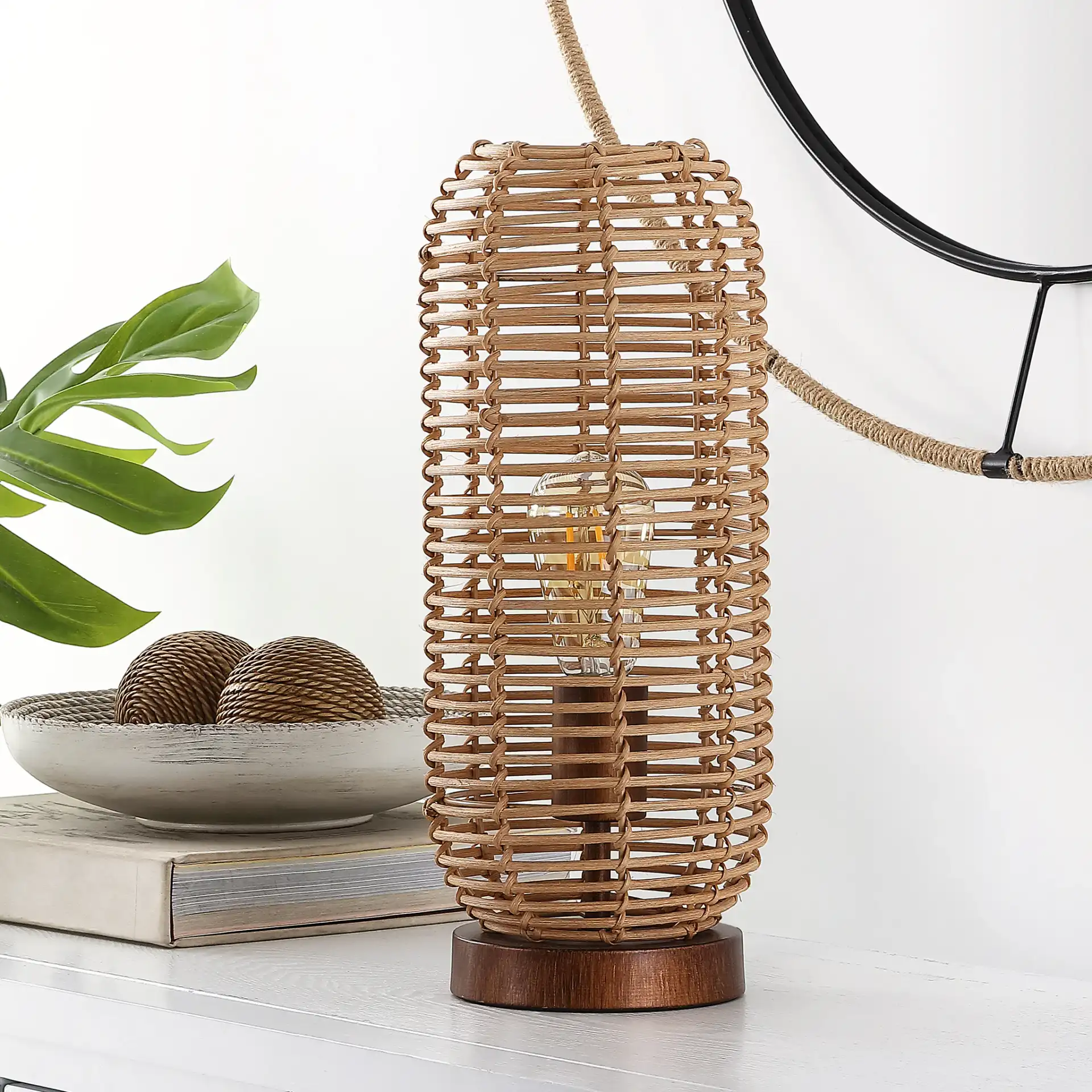 Eveline Table Lamp in Natural in a styled room