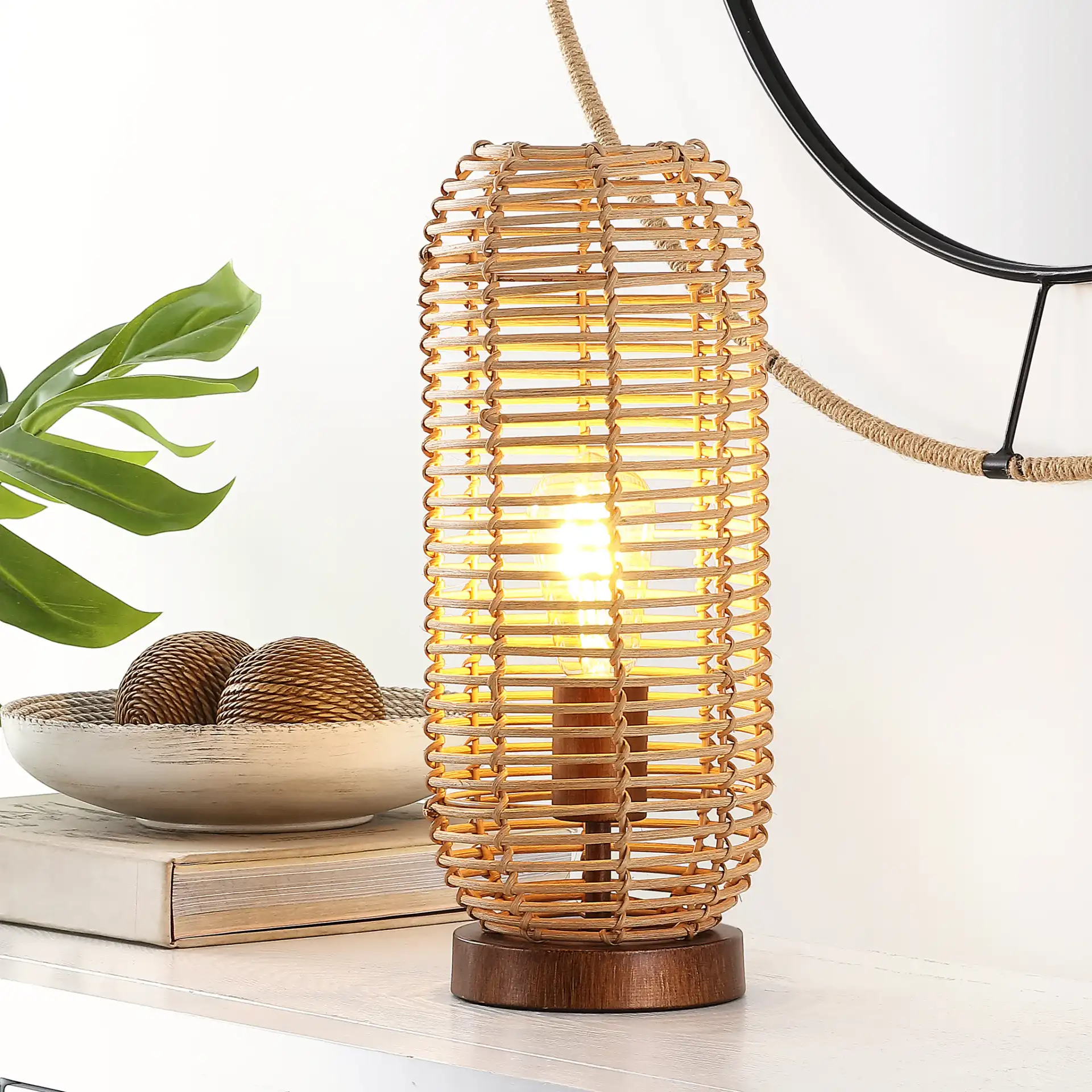 Eveline Table Lamp in Natural in a styled room