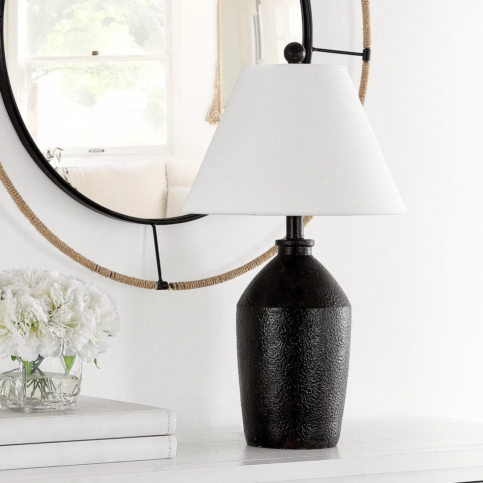Selna Table Lamp in Brown in a styled room