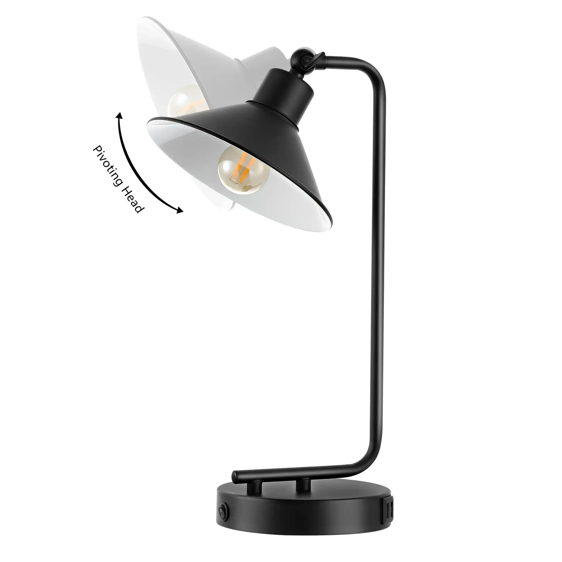 Nadav Table Lamp With Usb in Black, detail view