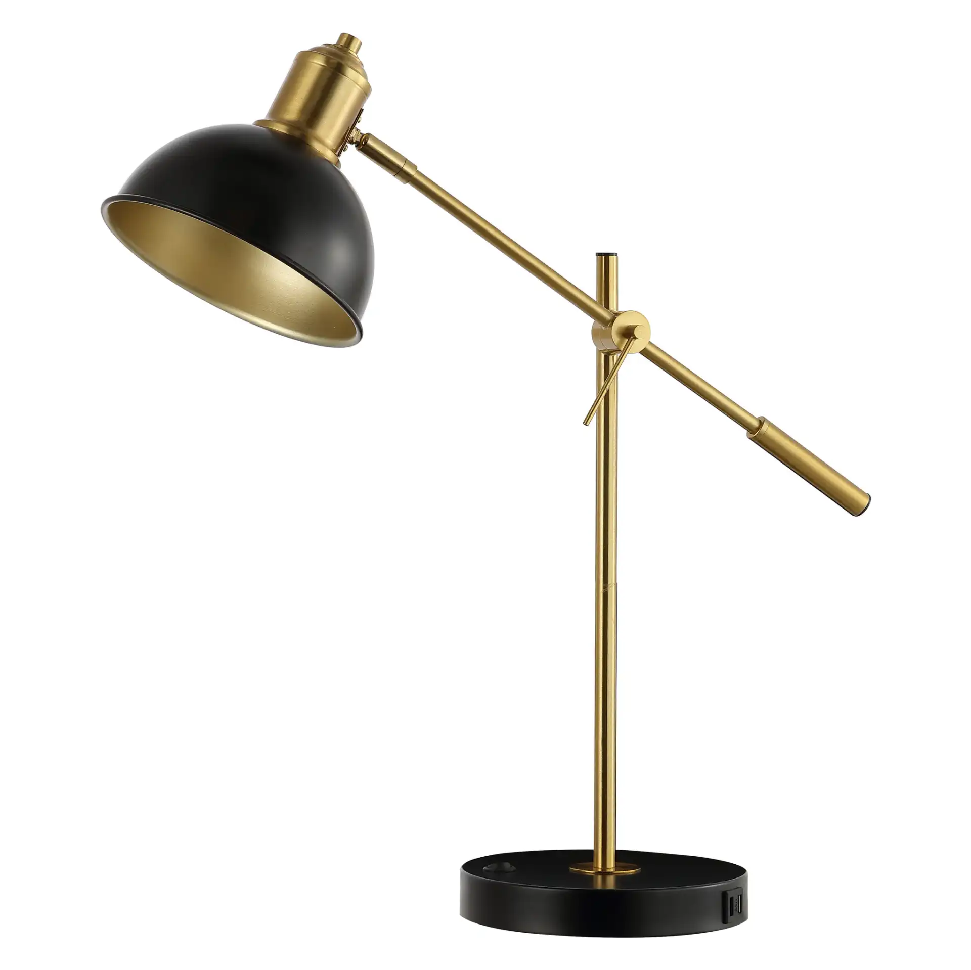 Amur Table Lamp With Usb in Black / Brass, detail view