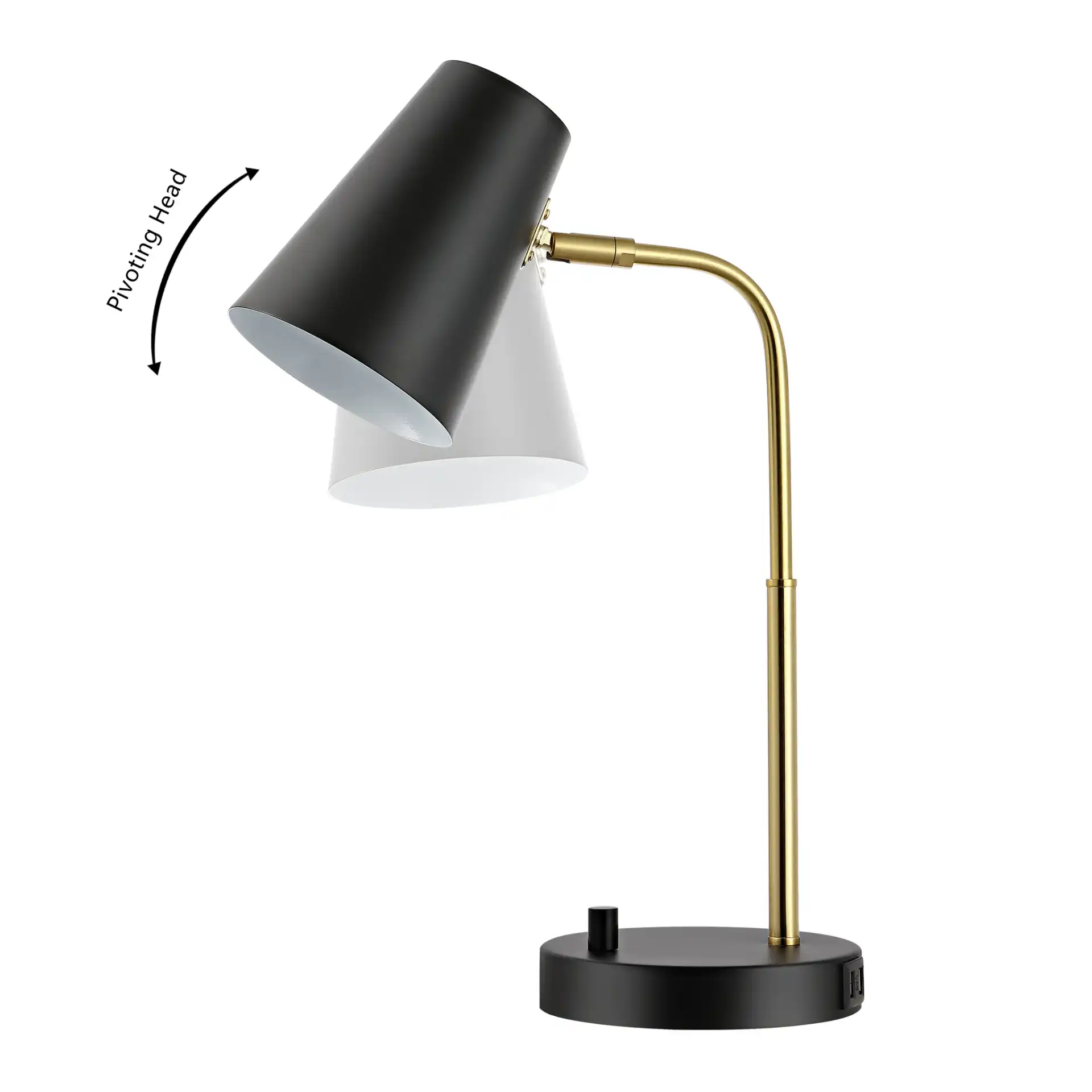 Arynn Table Lamp With Usb in Black / Brass, detail view
